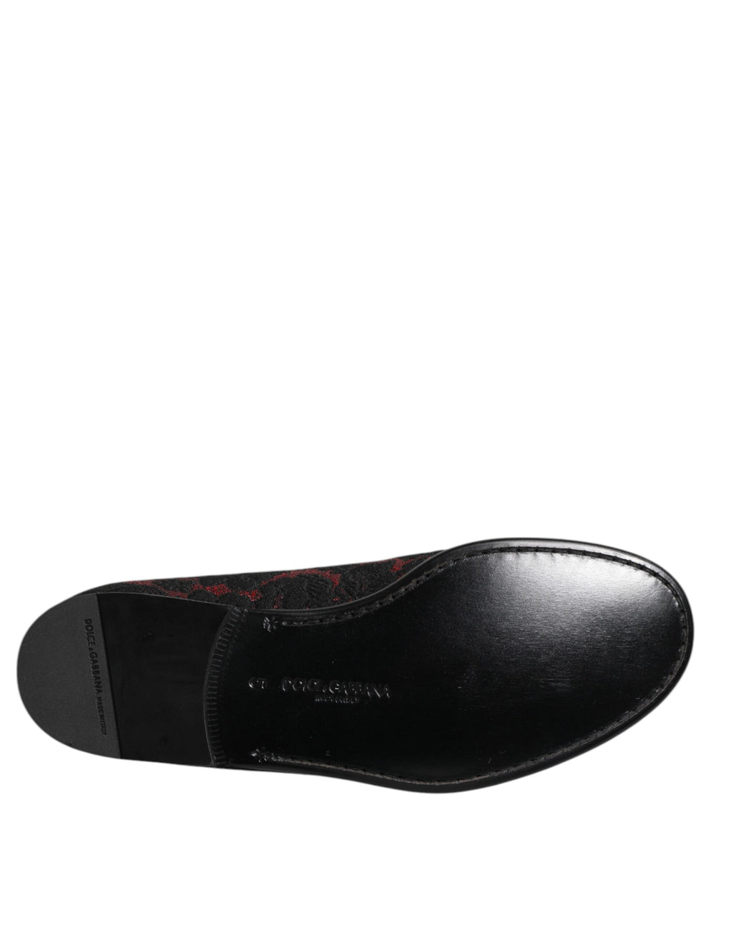 Dolce &amp; Gabbana Rot Schwarz Jacquard Slip On Herren Halbschuhe