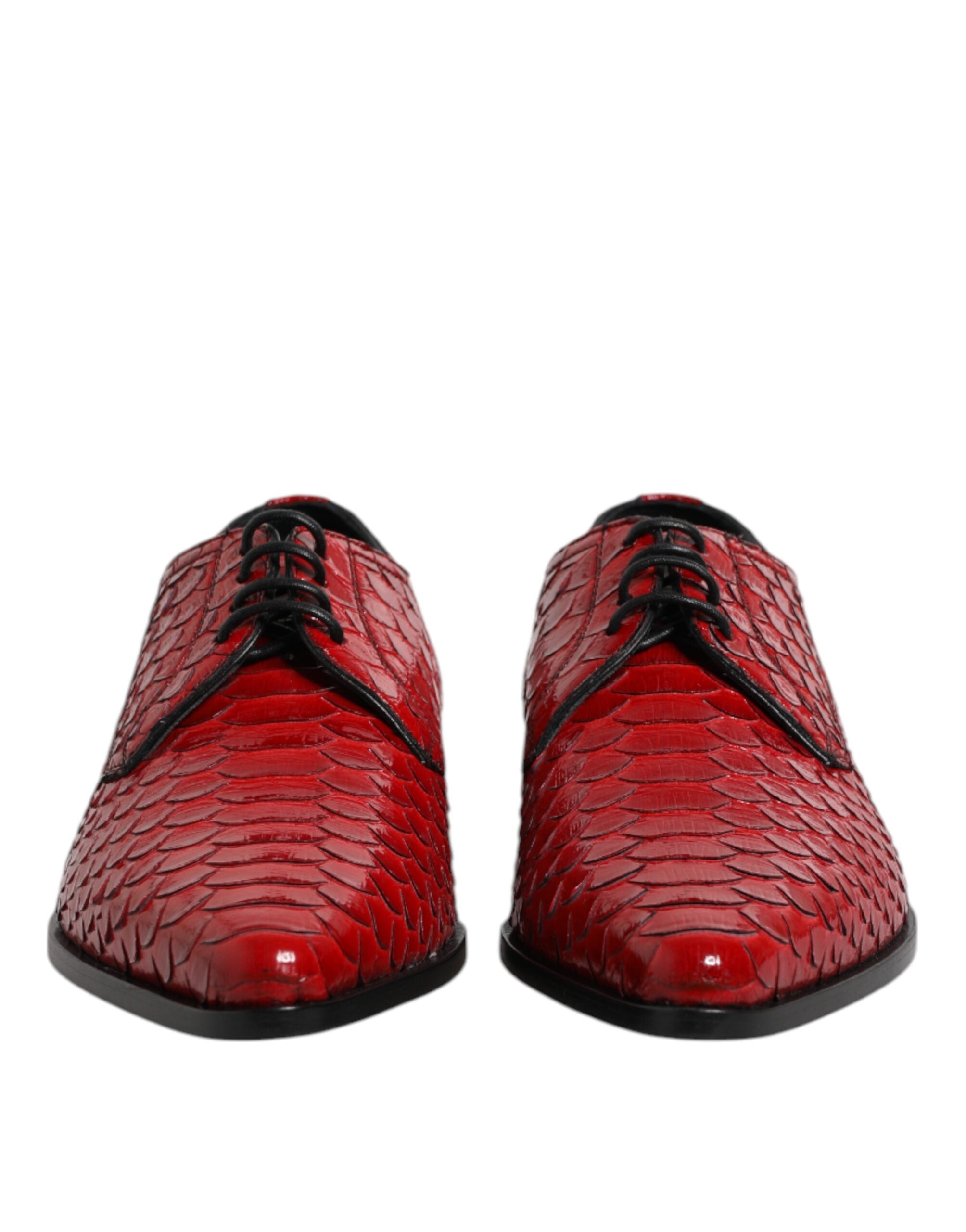 Dolce &amp; Gabbana – Rote Derby-Schuhe aus exotischem Leder mit Schnürung