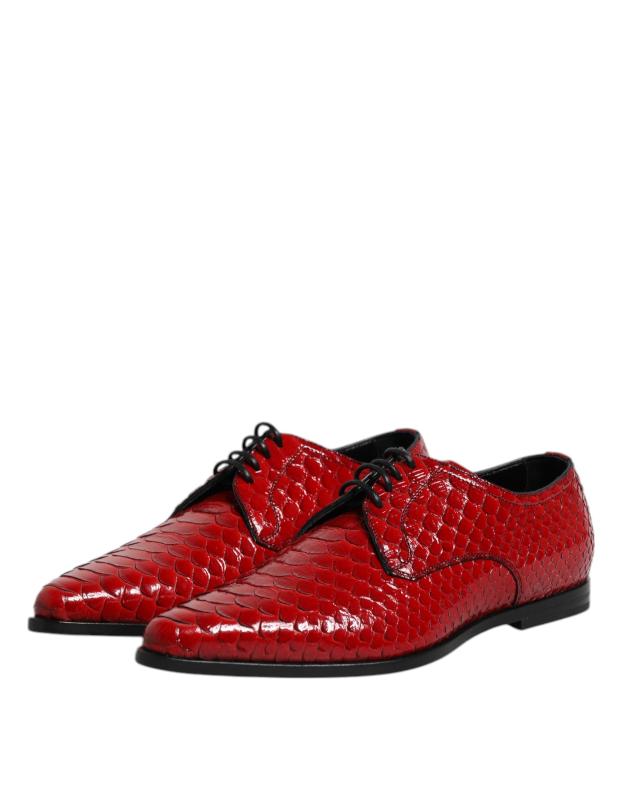 Dolce &amp; Gabbana – Rote Derby-Schuhe aus exotischem Leder mit Schnürung