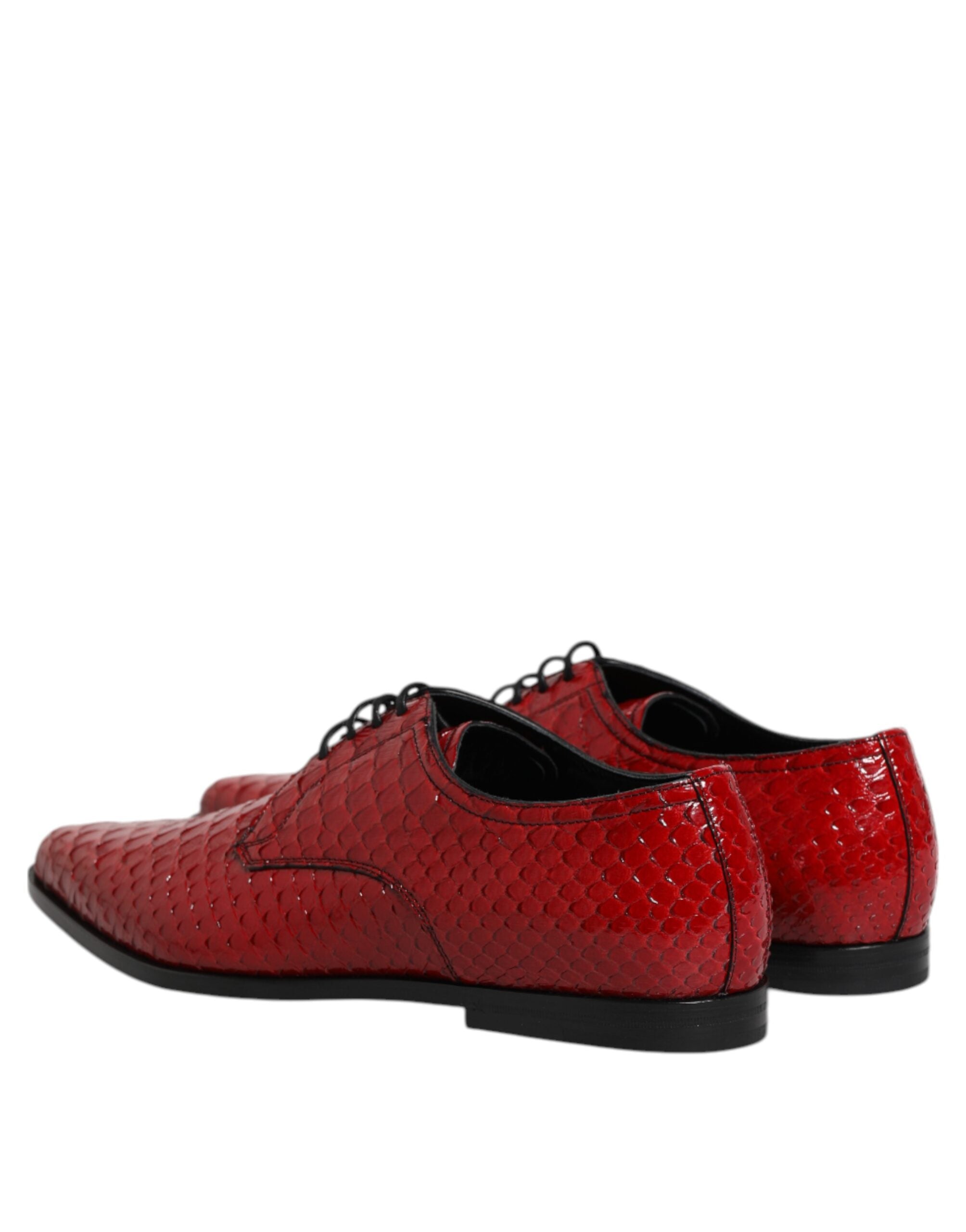 Dolce &amp; Gabbana – Rote Derby-Schuhe aus exotischem Leder mit Schnürung