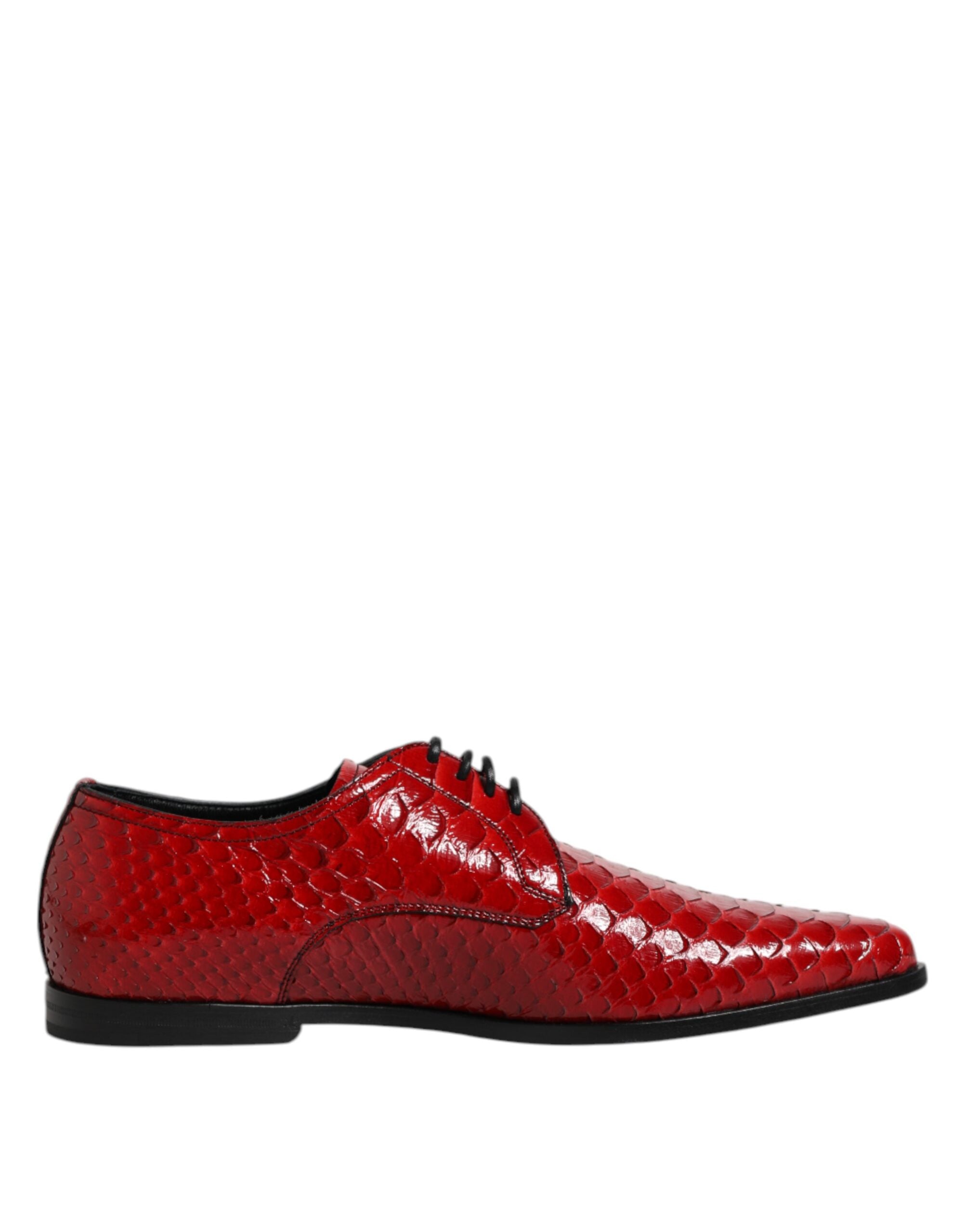 Dolce &amp; Gabbana – Rote Derby-Schuhe aus exotischem Leder mit Schnürung