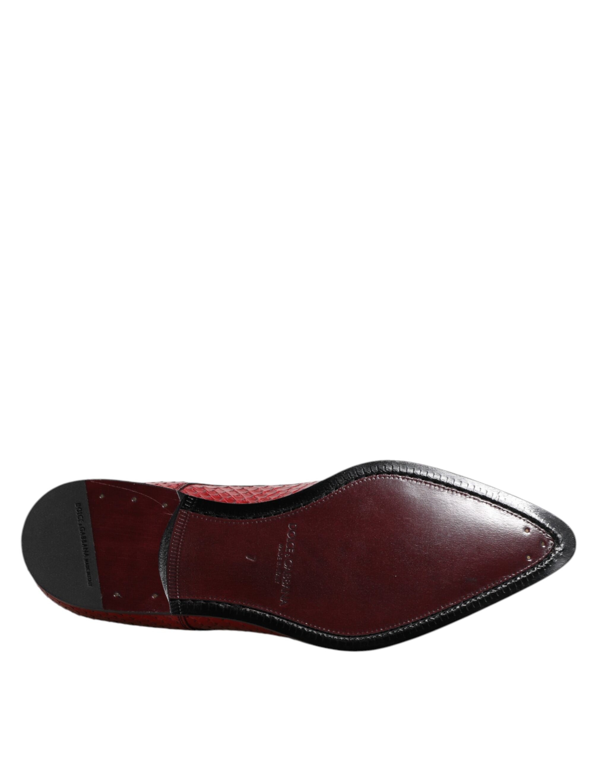 Dolce &amp; Gabbana – Rote Derby-Schuhe aus exotischem Leder mit Schnürung