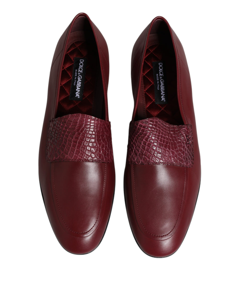 Dolce &amp; Gabbana – Formelle Slipper aus burgunderrotem Kalbsleder