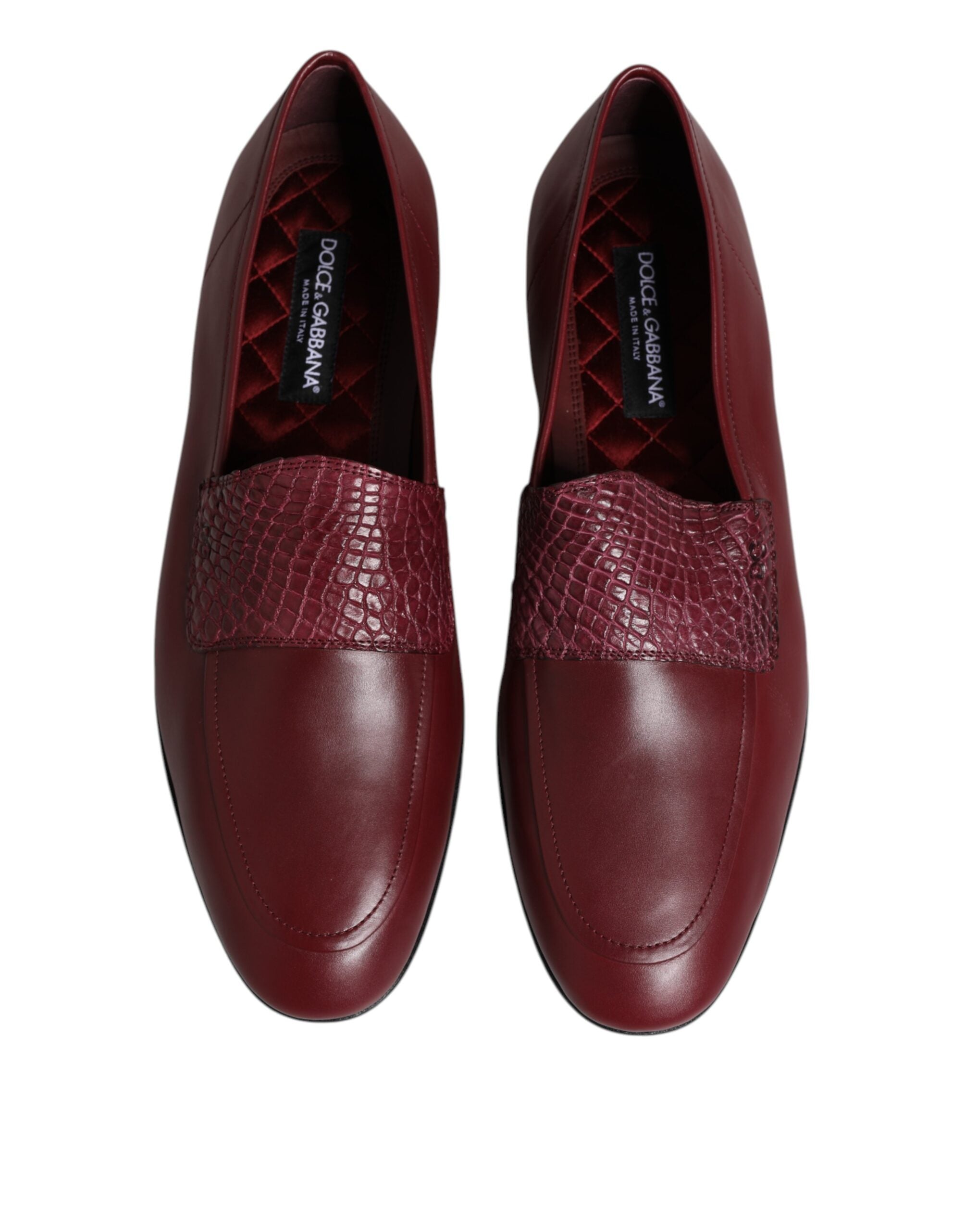 Dolce &amp; Gabbana – Formelle Slipper aus burgunderrotem Kalbsleder