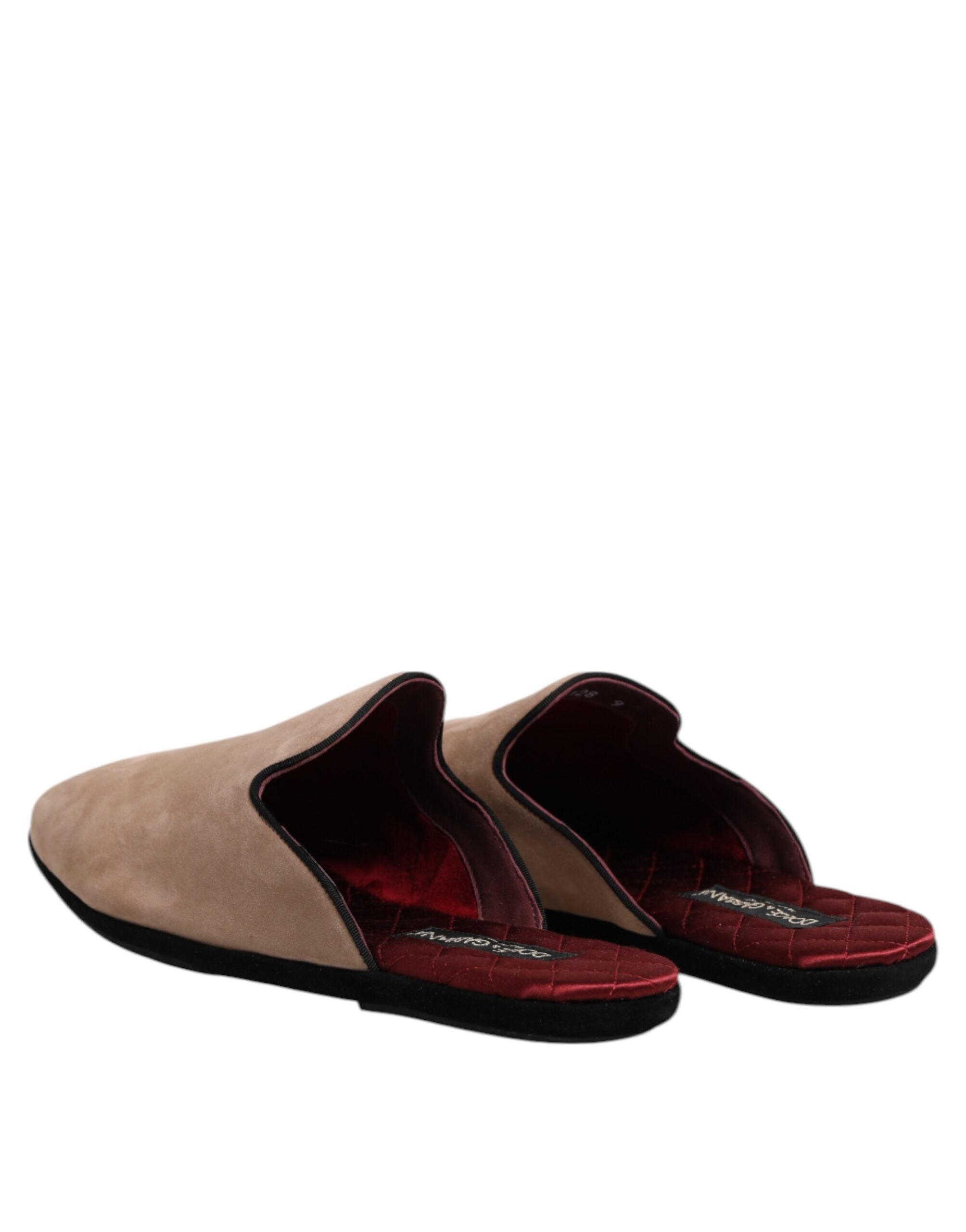 Dolce &amp; Gabbana – Flache Pantoletten aus Wildleder „Capra“ in Beige