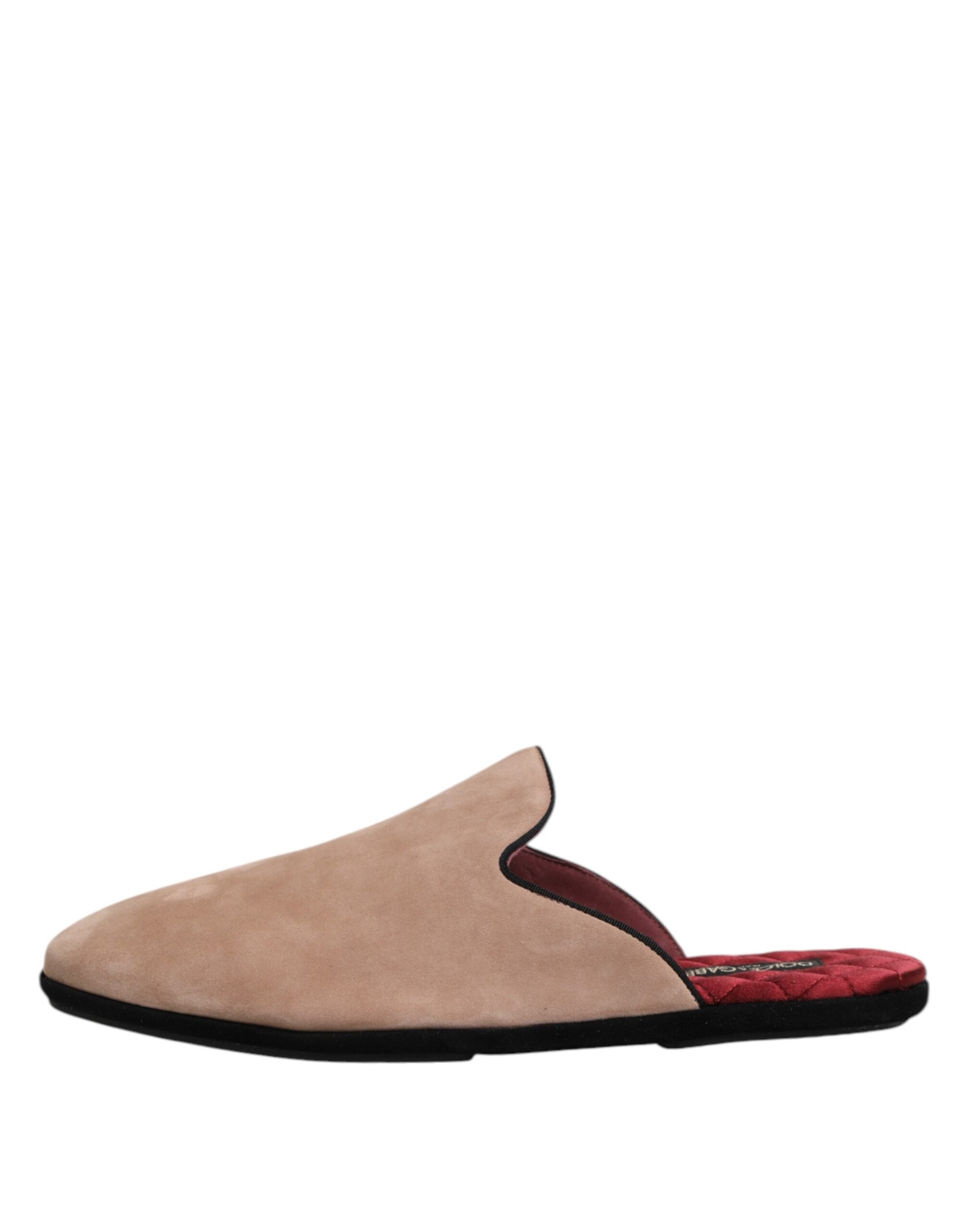 Dolce &amp; Gabbana – Flache Pantoletten aus Wildleder „Capra“ in Beige