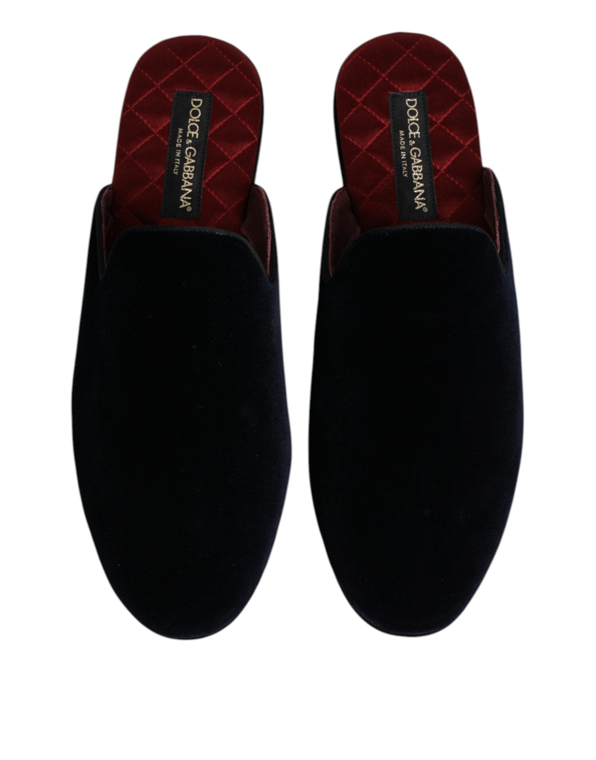Dolce &amp; Gabbana – Flache Slipper aus schwarzem Viskosesamt