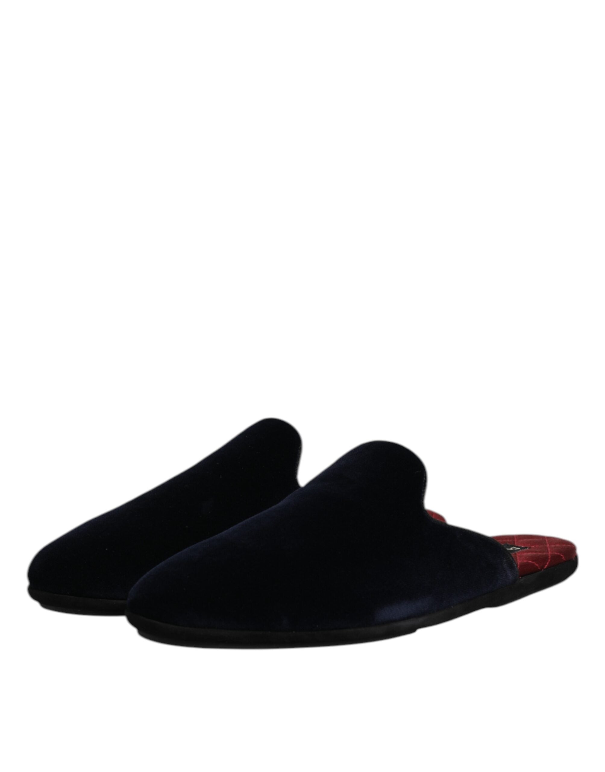 Dolce &amp; Gabbana – Flache Slipper aus schwarzem Viskosesamt