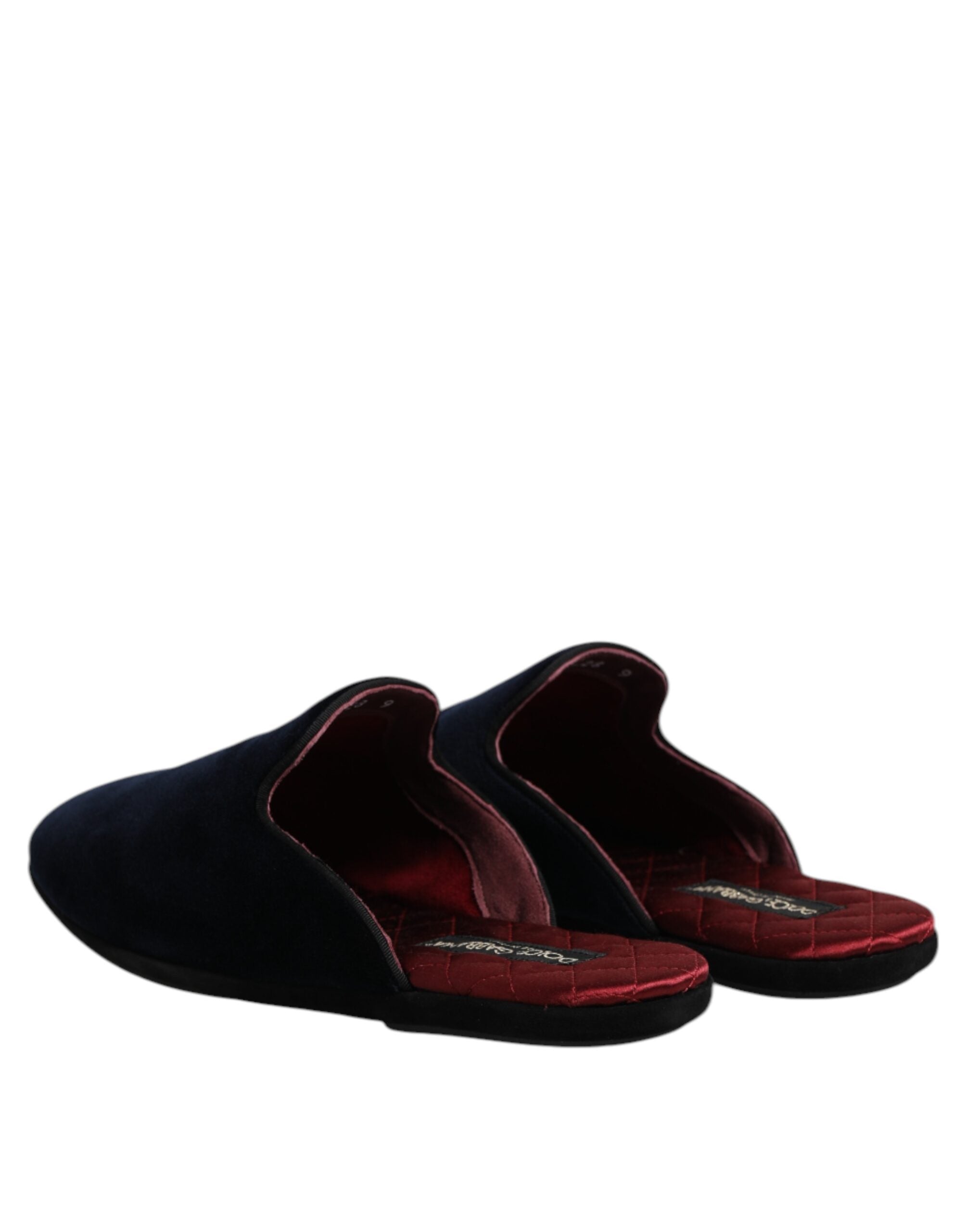 Dolce &amp; Gabbana – Flache Slipper aus schwarzem Viskosesamt
