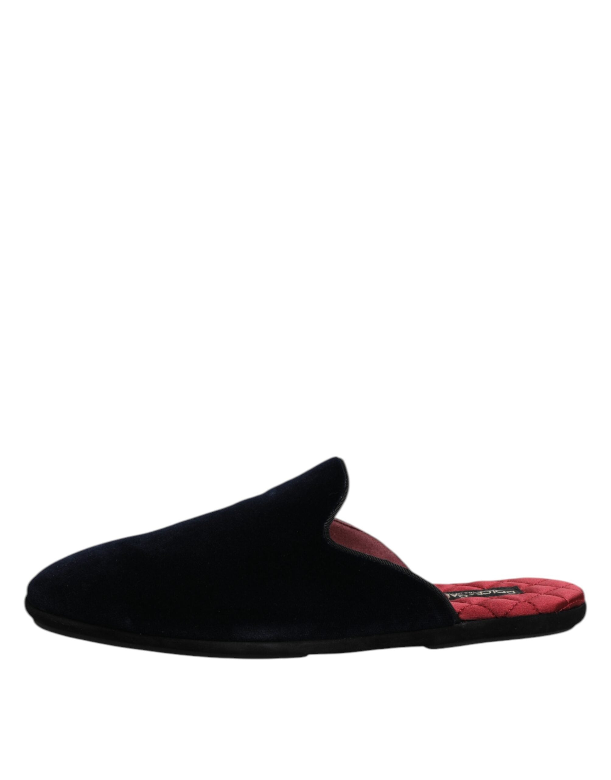 Dolce &amp; Gabbana – Flache Slipper aus schwarzem Viskosesamt
