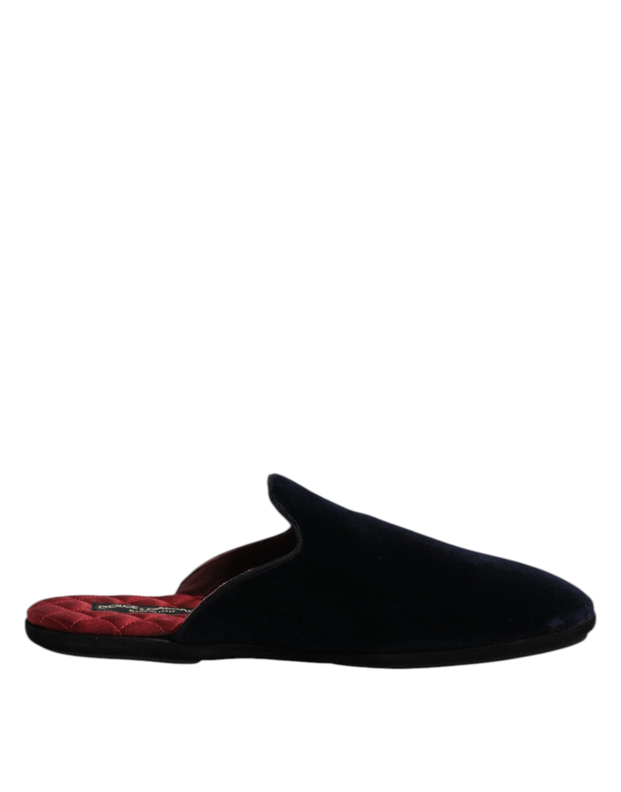 Dolce &amp; Gabbana – Flache Slipper aus schwarzem Viskosesamt