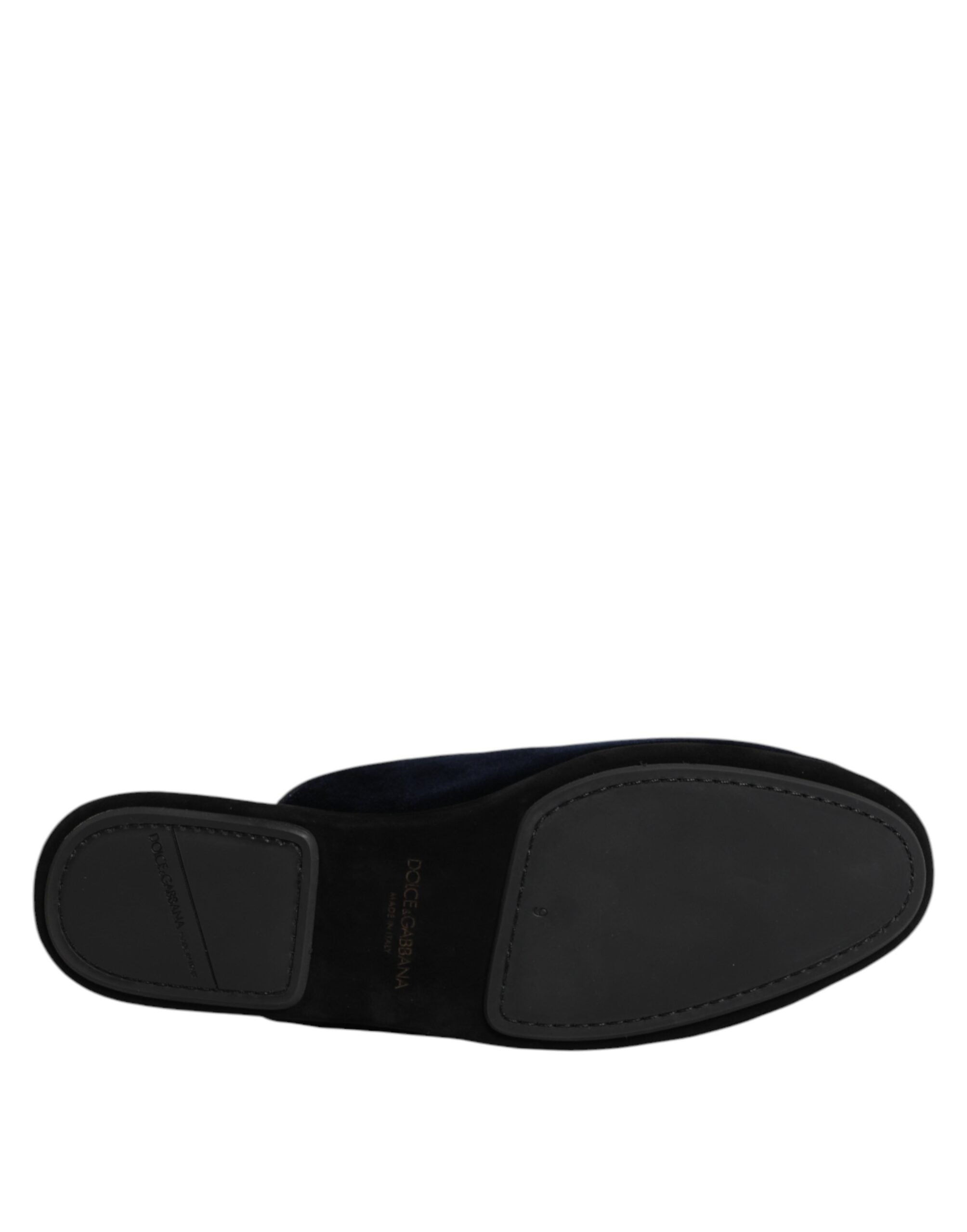 Dolce &amp; Gabbana – Flache Slipper aus schwarzem Viskosesamt