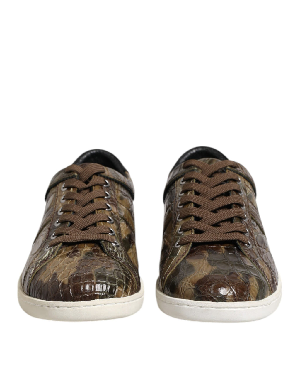 Dolce &amp; Gabbana Braune exotische Leder Low Top Sneakers Schuhe