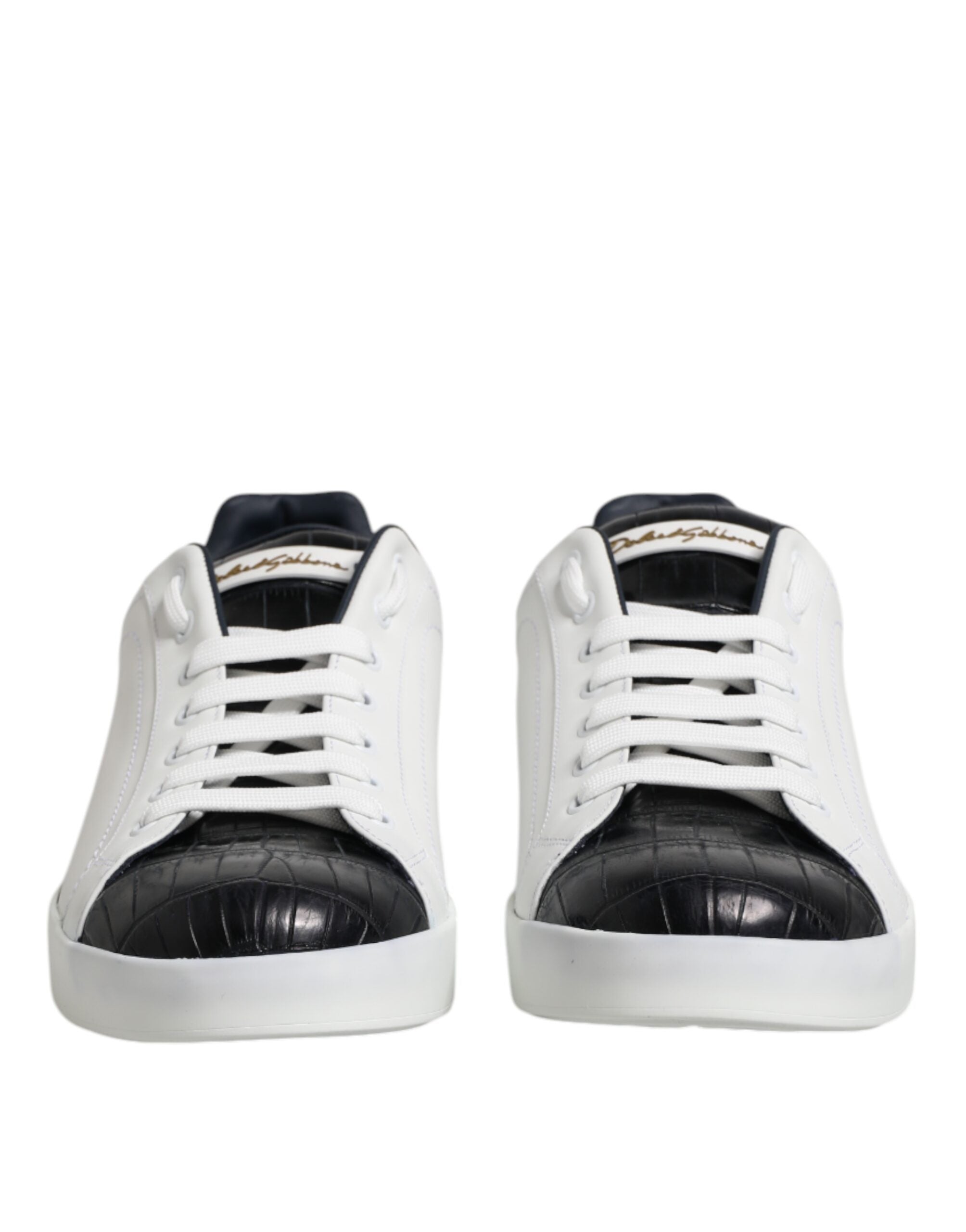 Dolce &amp; Gabbana – Portofino-Sneaker aus weißem und schwarzem Leder