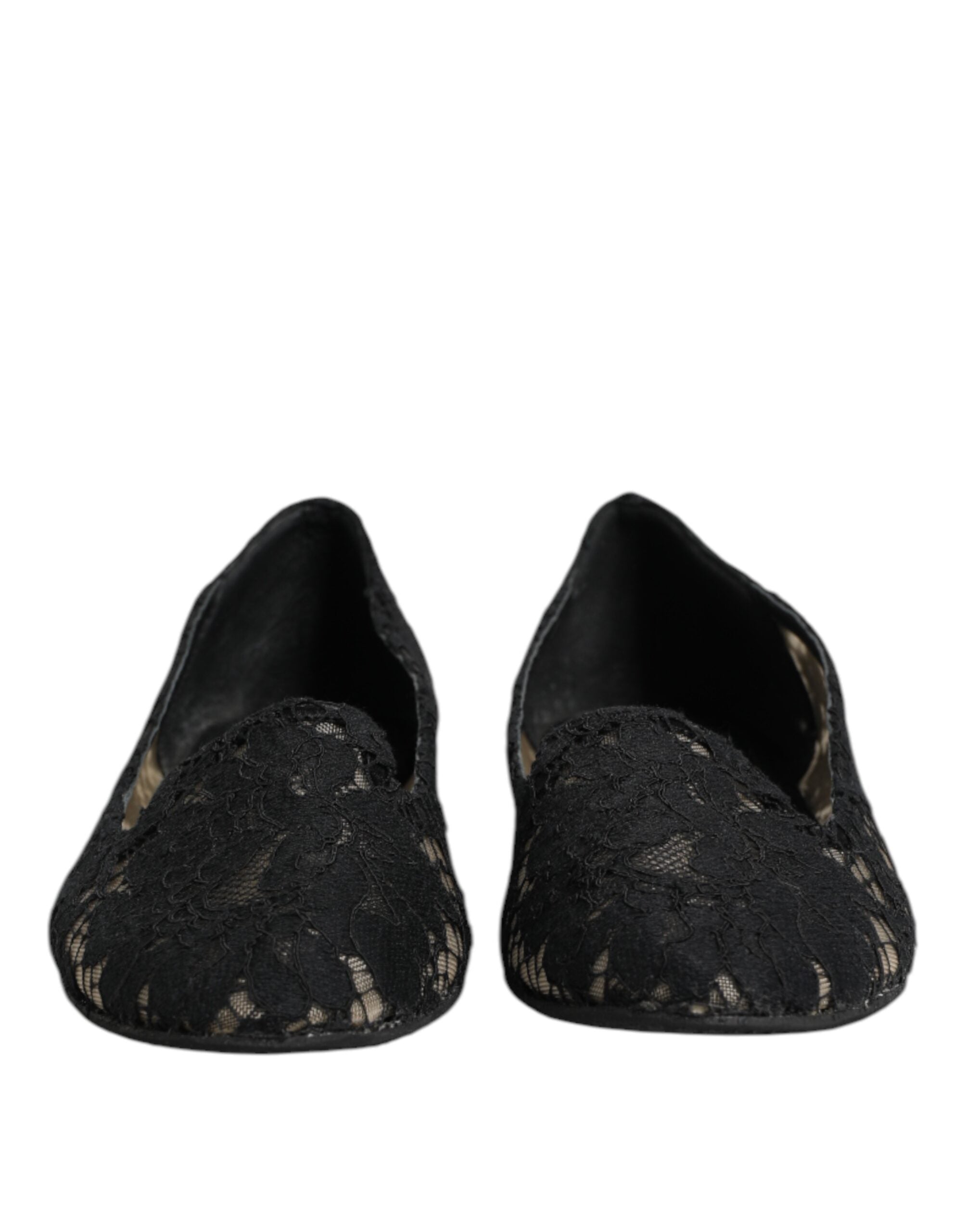 Dolce &amp; Gabbana – Schwarze Taormina-Schlupfschuhe mit Spitze