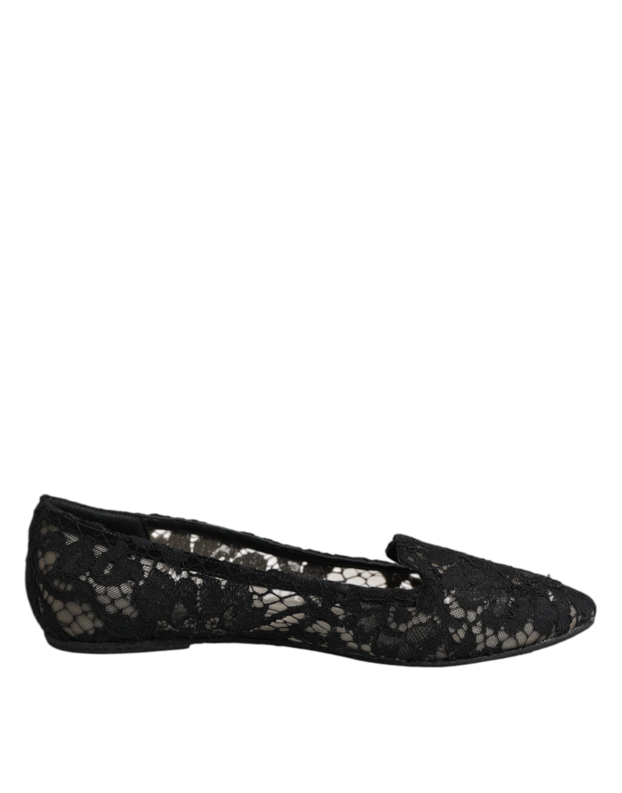 Dolce &amp; Gabbana – Schwarze Taormina-Schlupfschuhe mit Spitze
