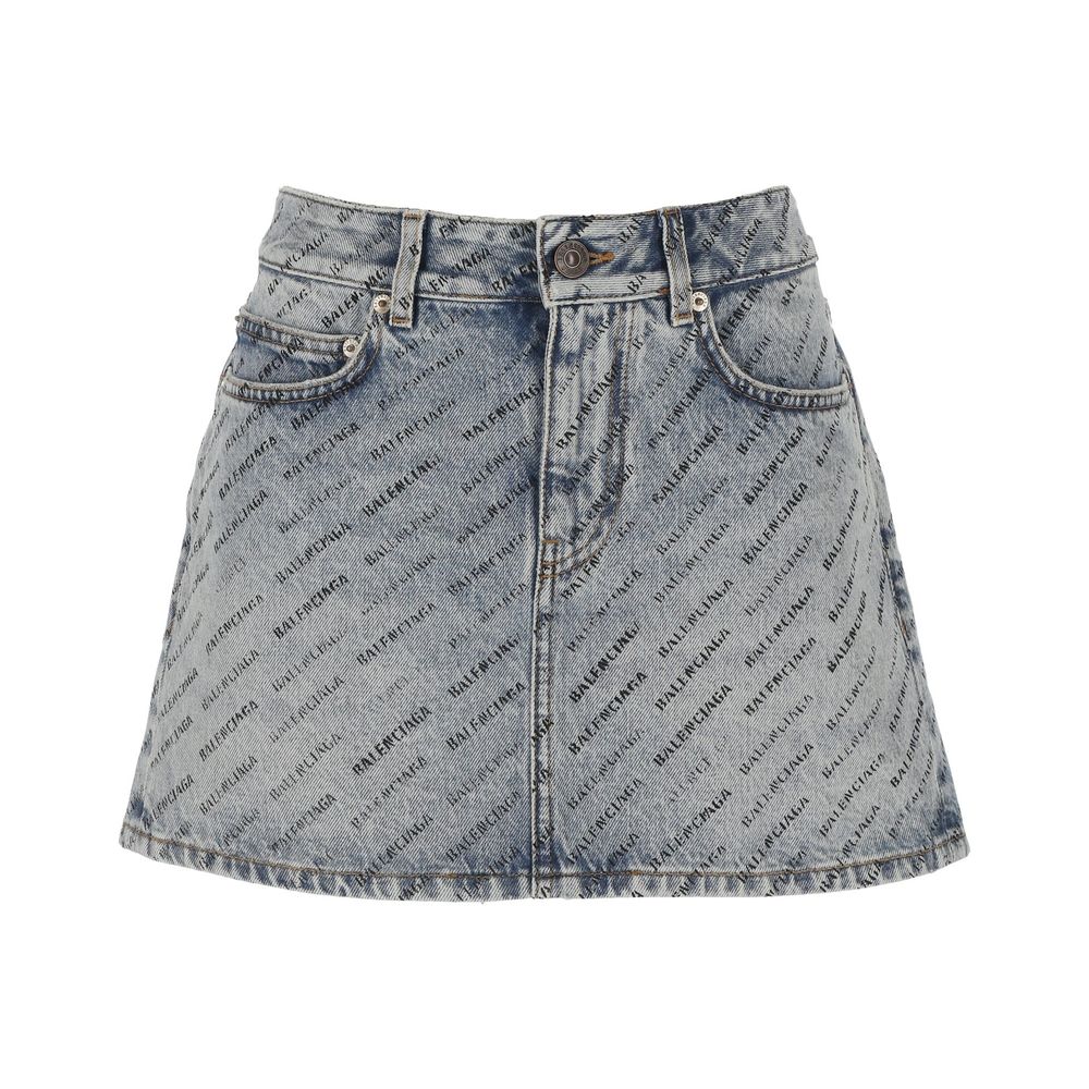 Jeansrock mit Balenciaga-Logoprint