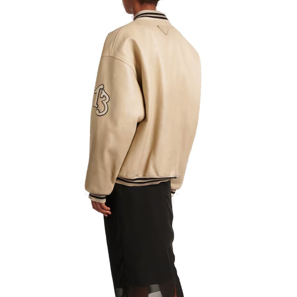 Prada – Gepolsterte Collegejacke aus Leder