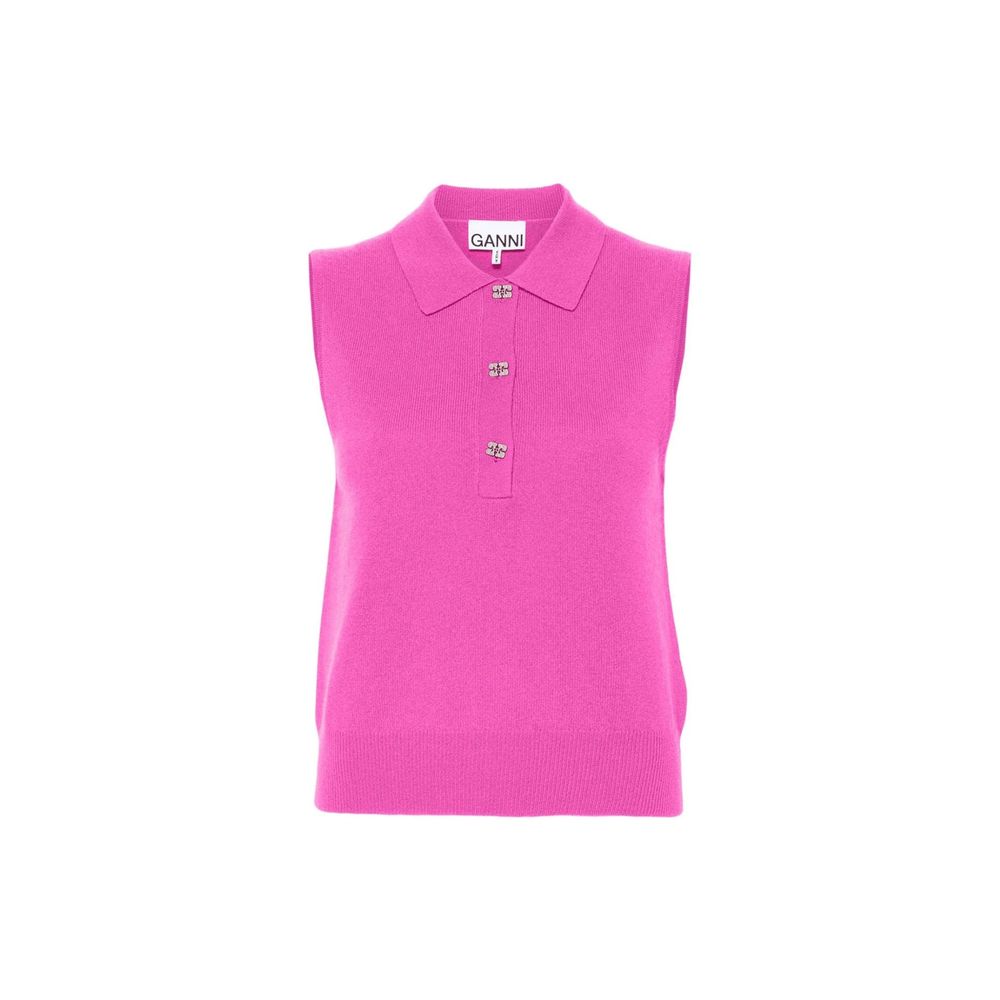 Ganni Poloshirt aus Wolle und Kaschmir