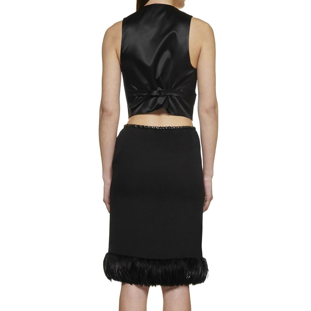 Saint Laurent Seidenrock mit Federbesatz