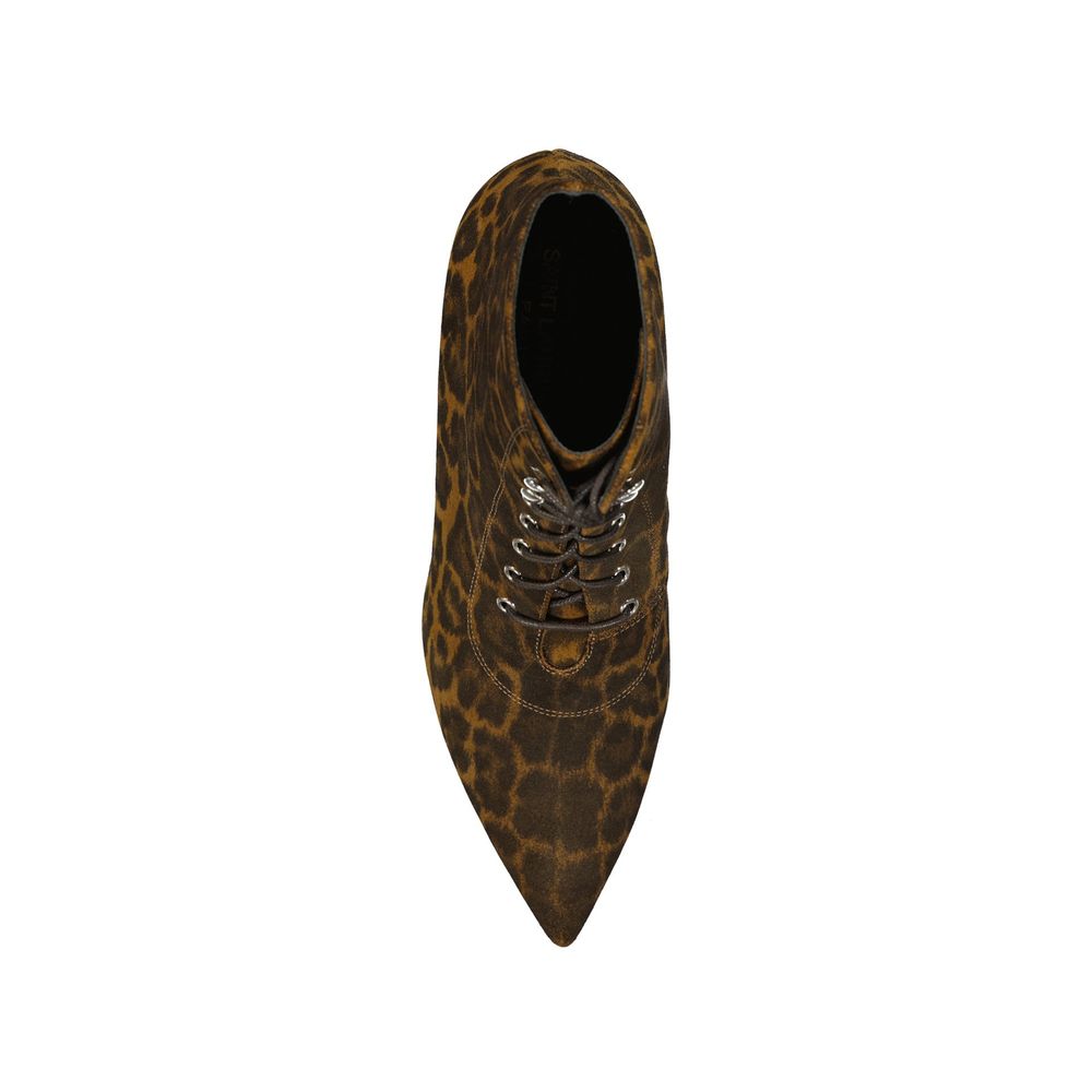 Saint Laurent Kiki Stiefeletten mit Leopardenmuster und Schnürung
