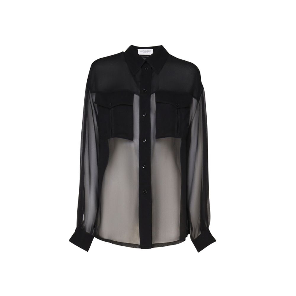 Saint Laurent Seidenkrepp-Musselinhemd