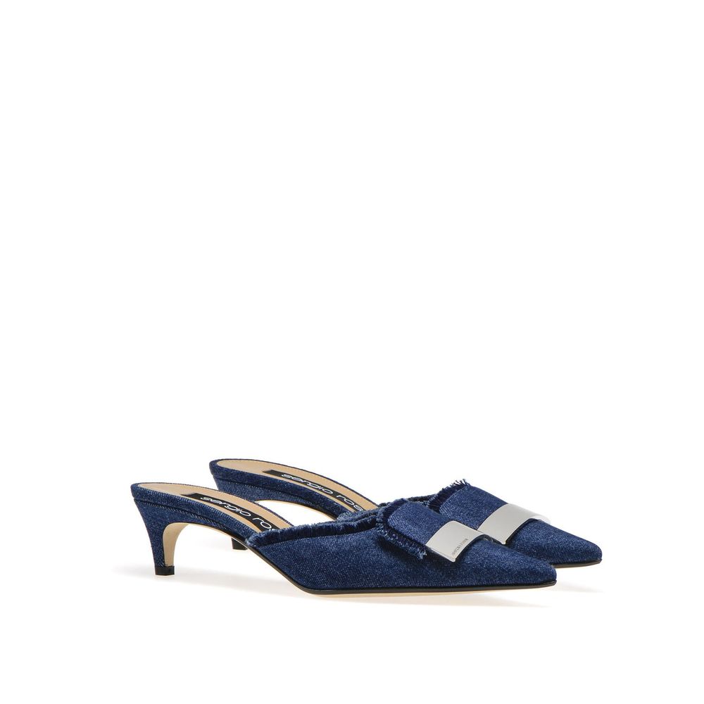 Pantoletten in Denim-Optik von Sergio Rossi