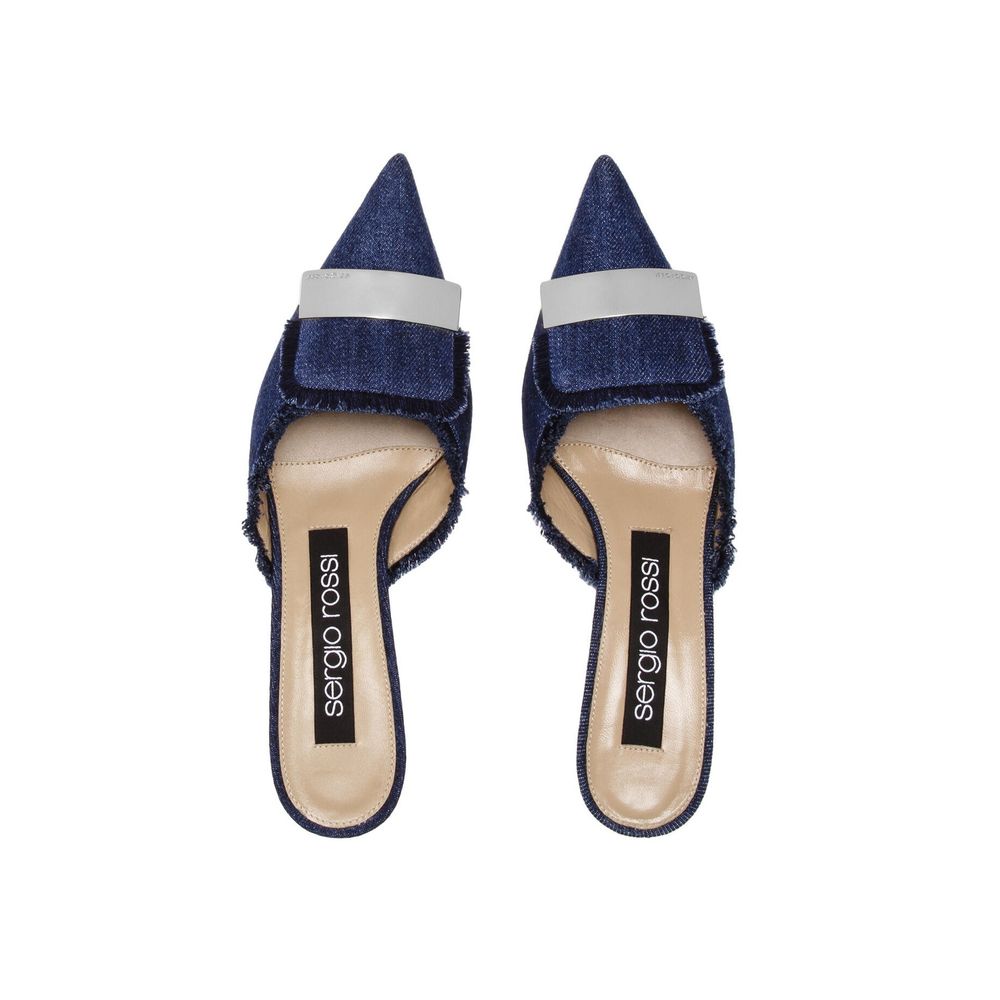 Pantoletten in Denim-Optik von Sergio Rossi