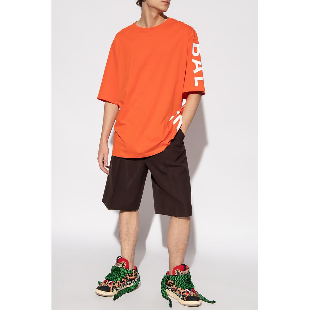Orangefarbenes Baumwoll-T-Shirt von Balmain