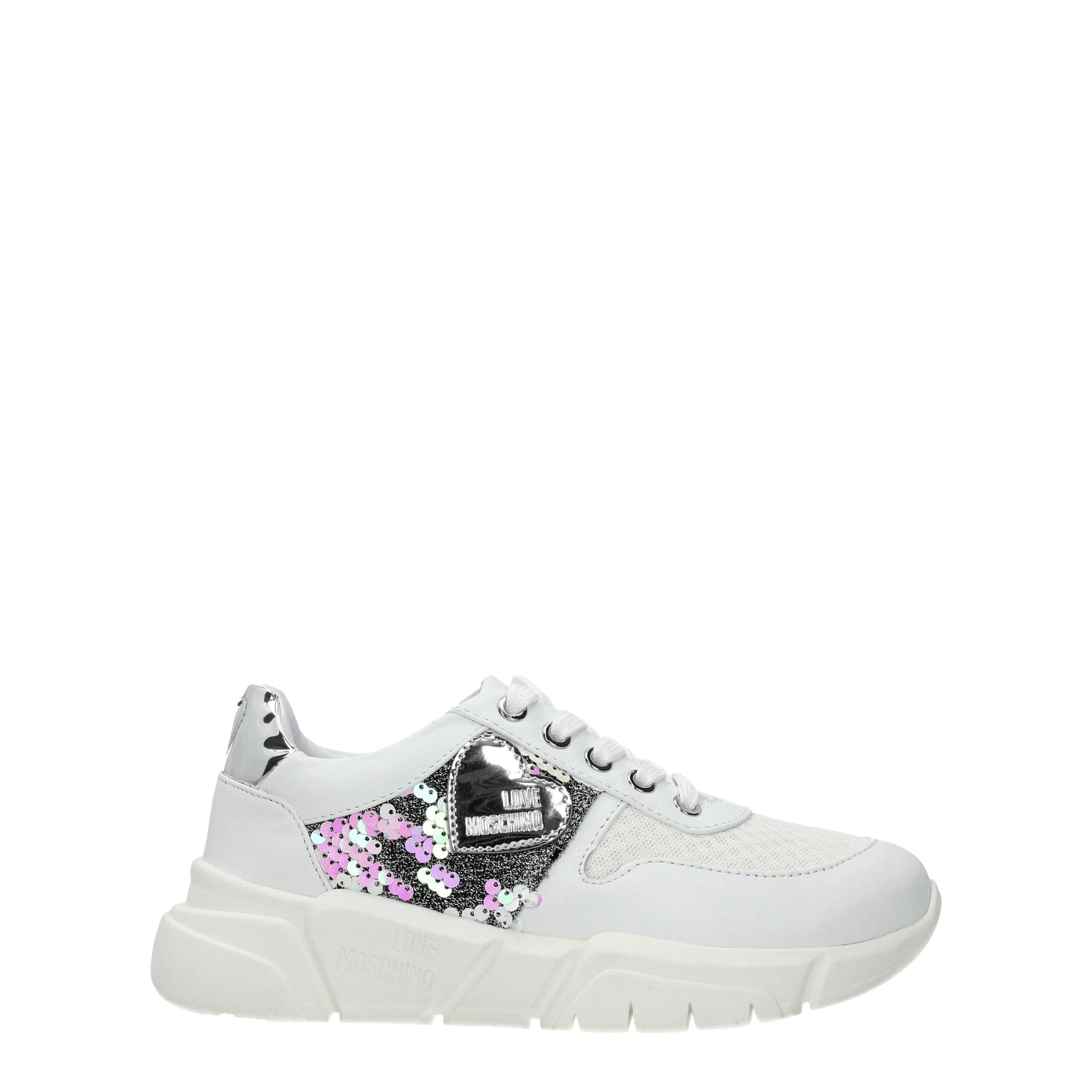 Love Moschino – Weiße Stoff-Sneaker