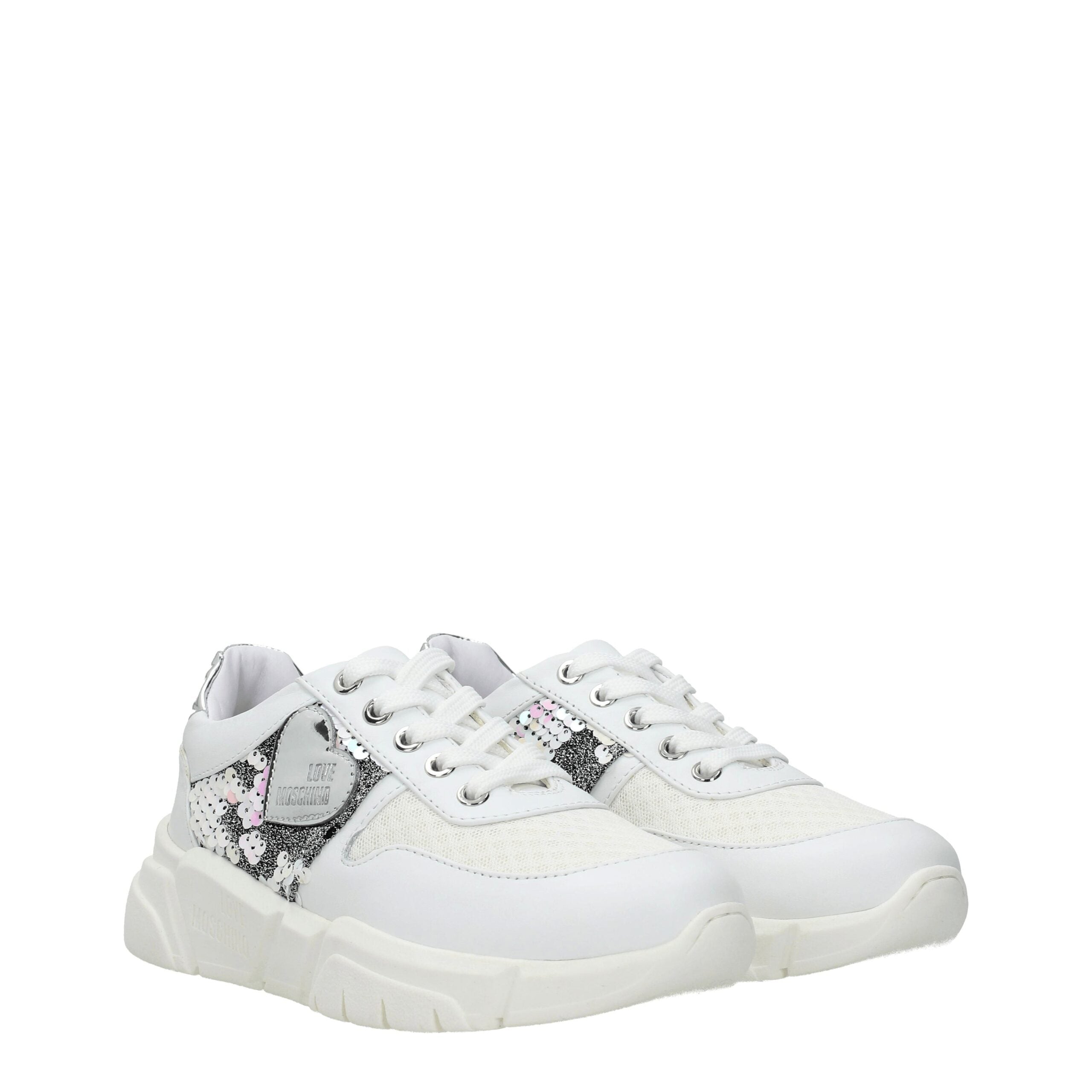 Love Moschino – Weiße Stoff-Sneaker