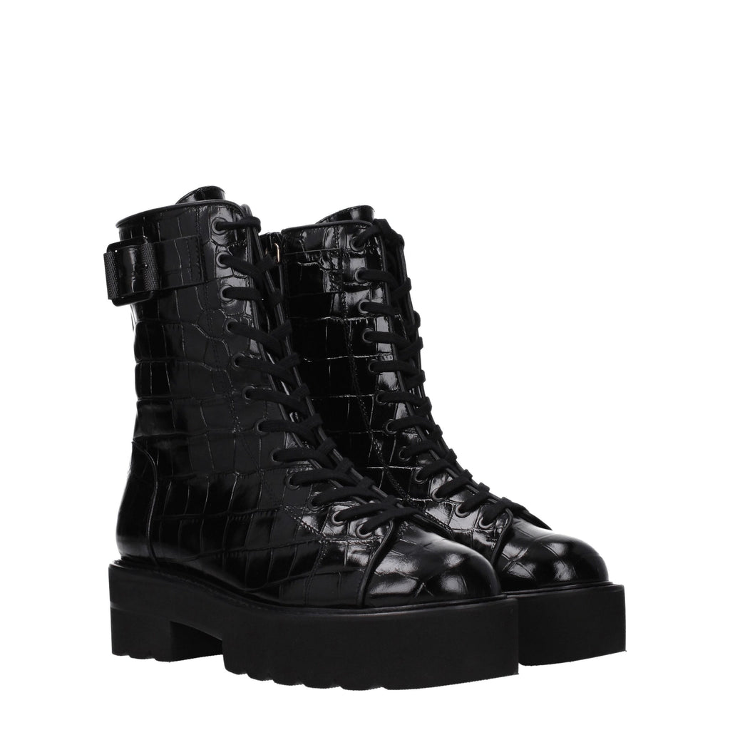 Stuart Weitzman – Schwarze Lederstiefelette