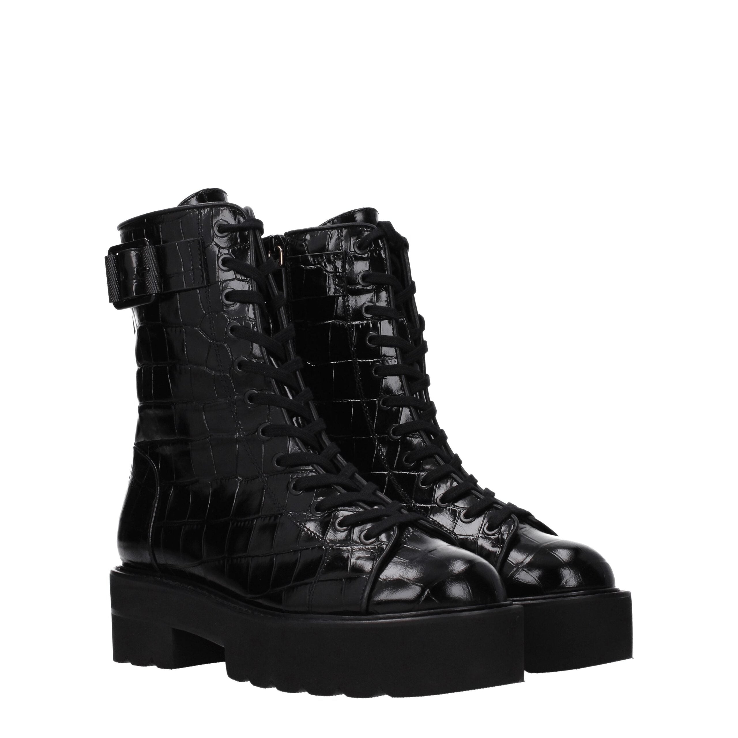 Stuart Weitzman – Schwarze Lederstiefelette