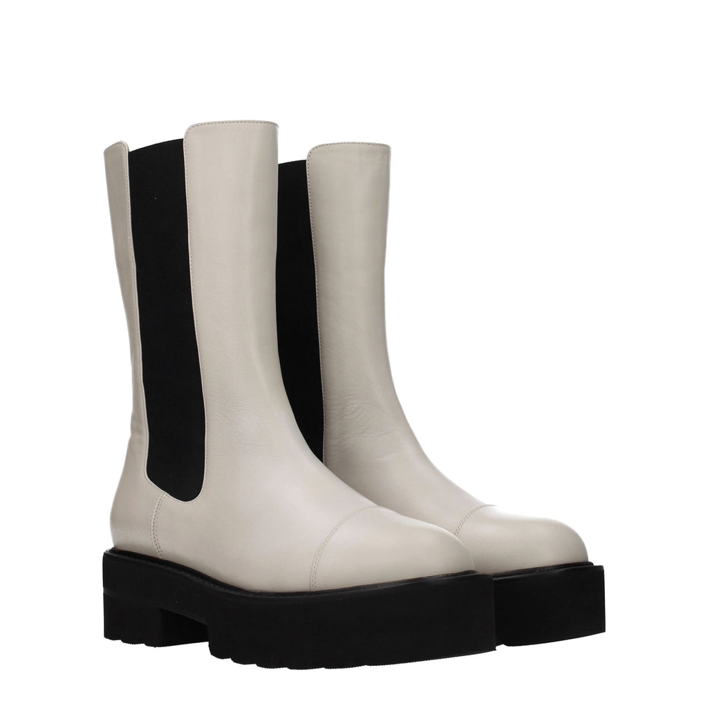 Stuart Weitzman Beige Lederstiefelette
