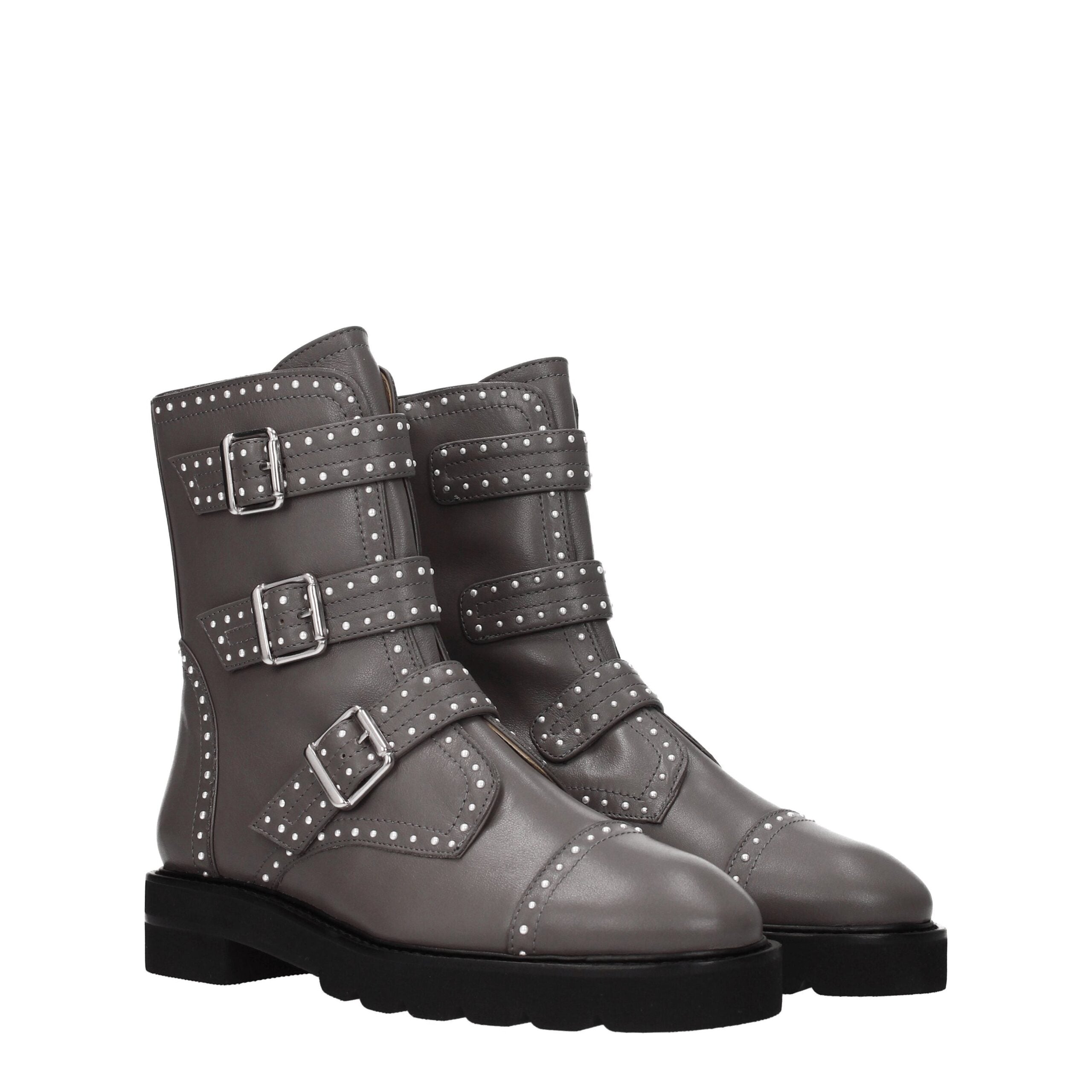 Stuart Weitzman – Graue Lederstiefelette