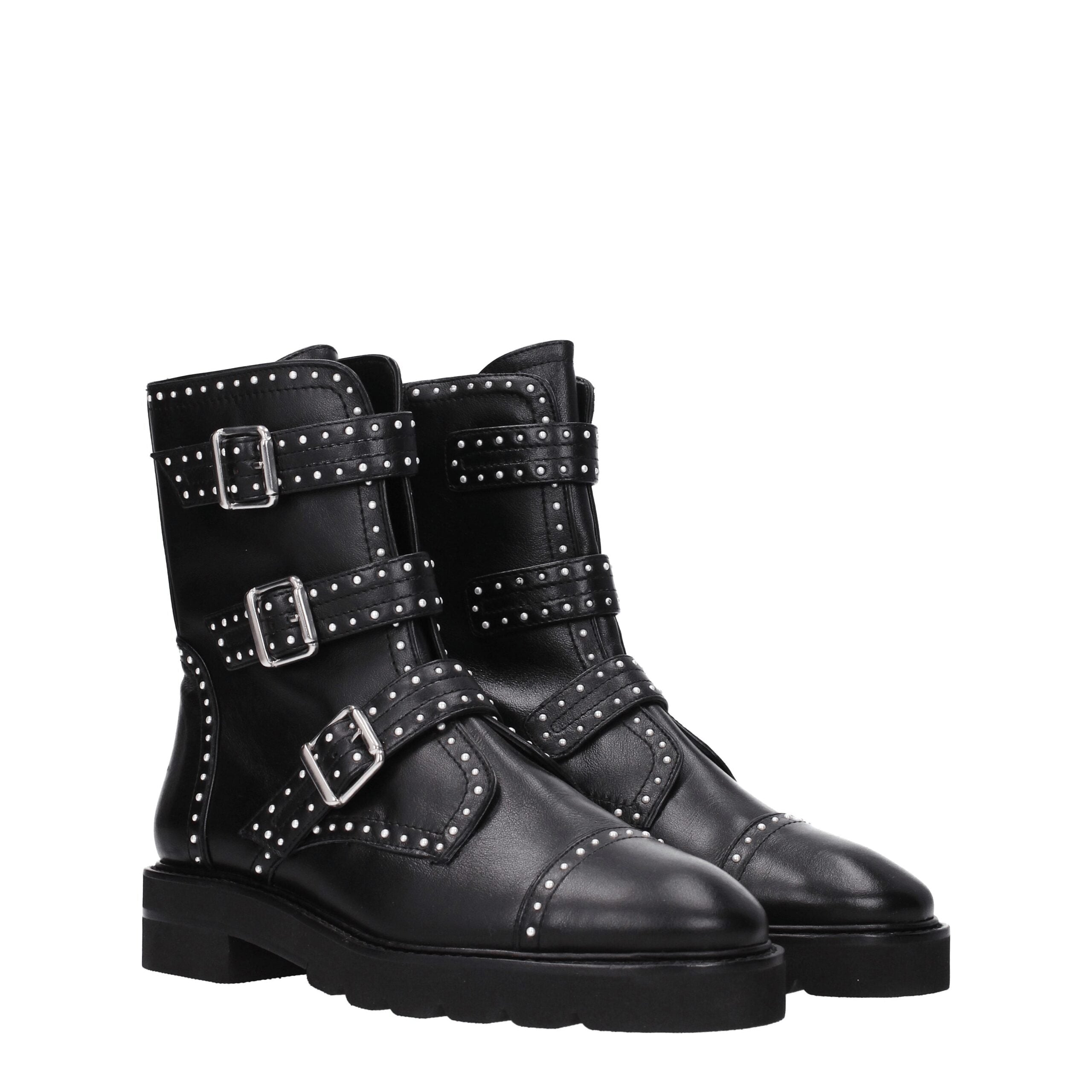 Stuart Weitzman – Schwarze Lederstiefelette