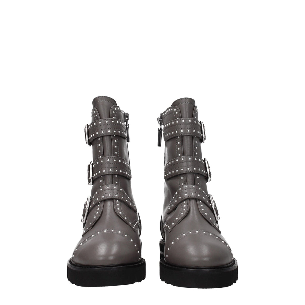 Stuart Weitzman – Graue Lederstiefelette