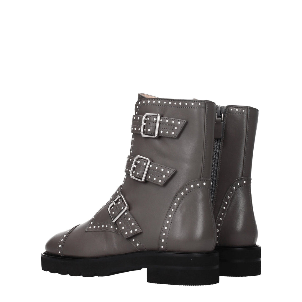 Stuart Weitzman – Graue Lederstiefelette