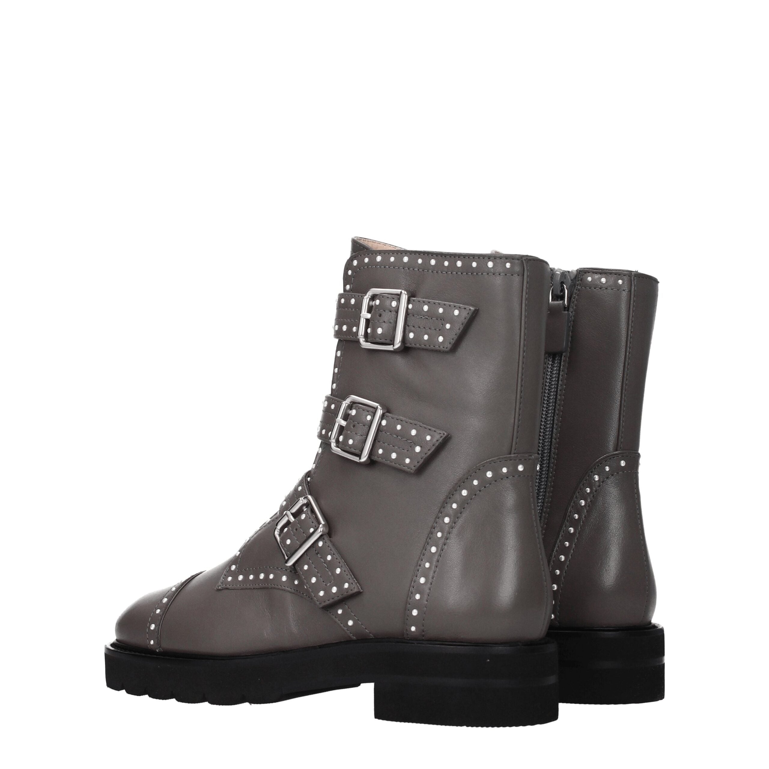 Stuart Weitzman – Graue Lederstiefelette