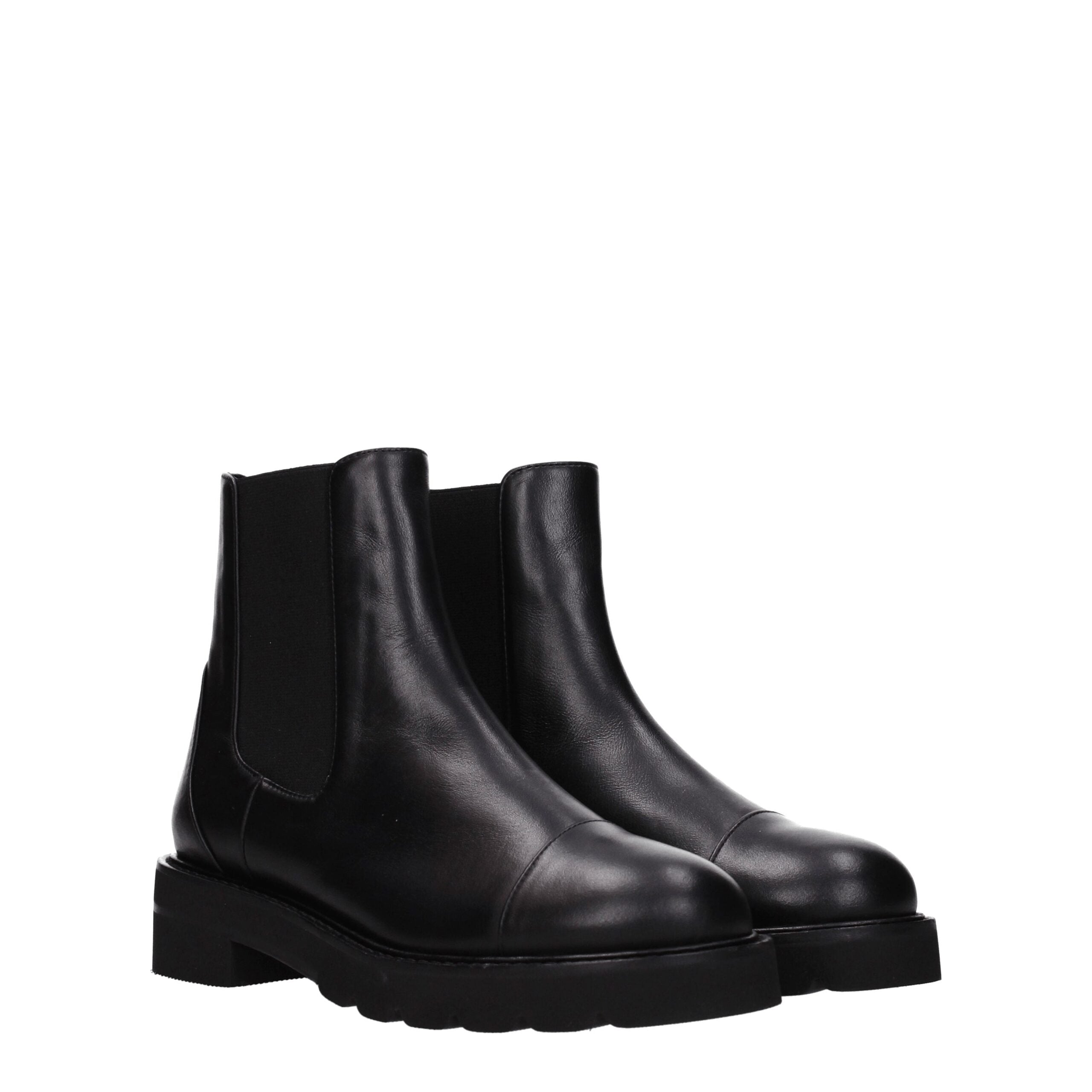 Stuart Weitzman – Schwarze Lederstiefelette