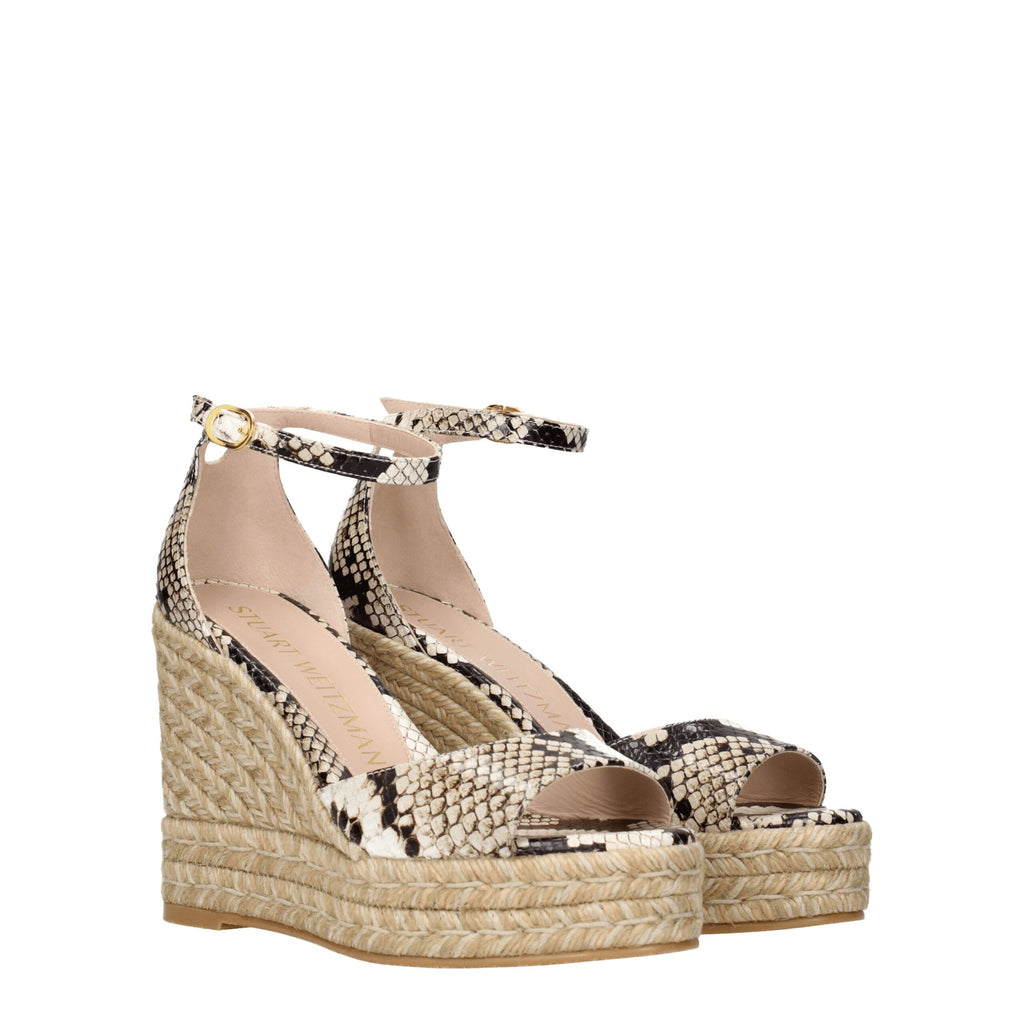 Stuart Weitzman – Beigefarbener Lederkeil