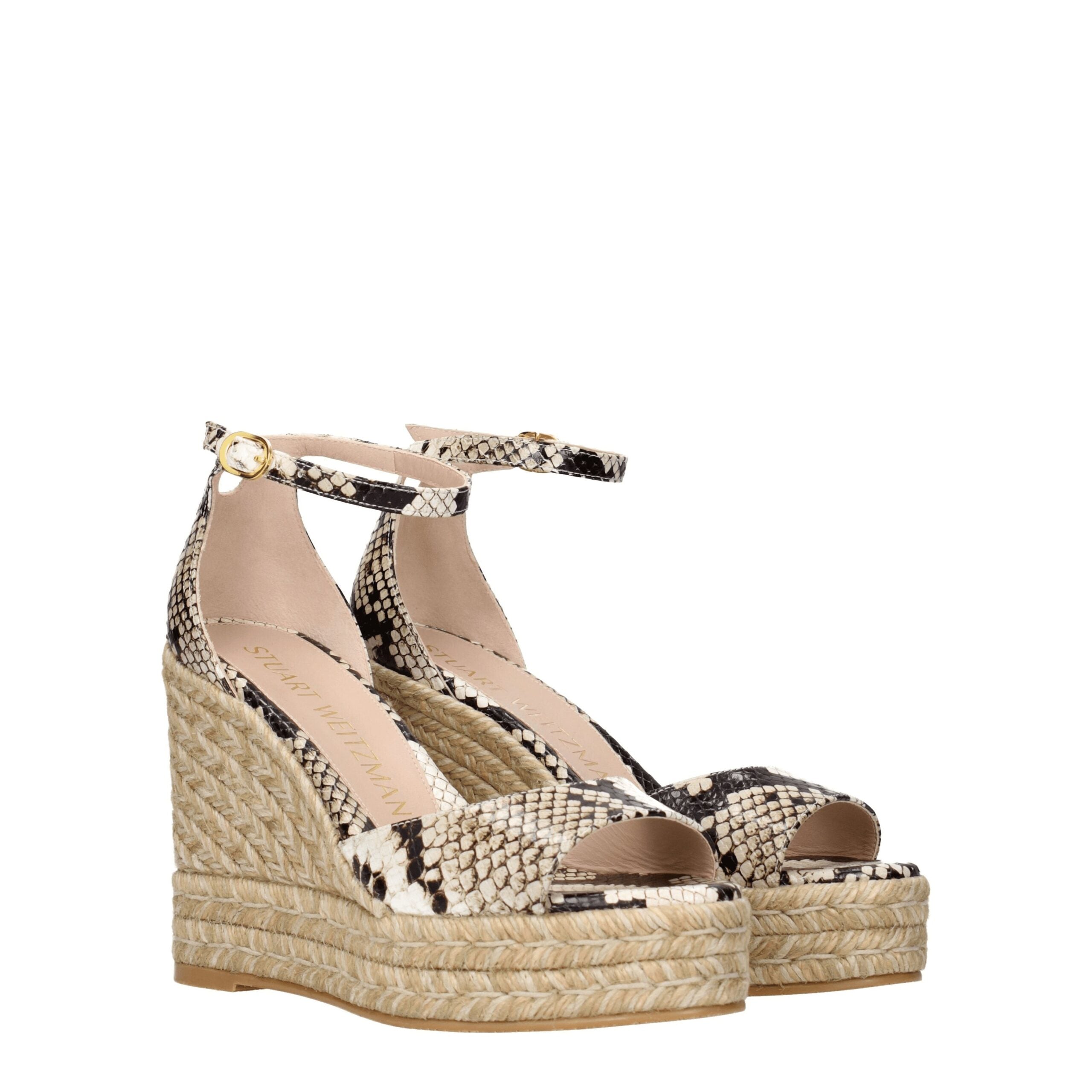 Stuart Weitzman – Beigefarbener Lederkeil