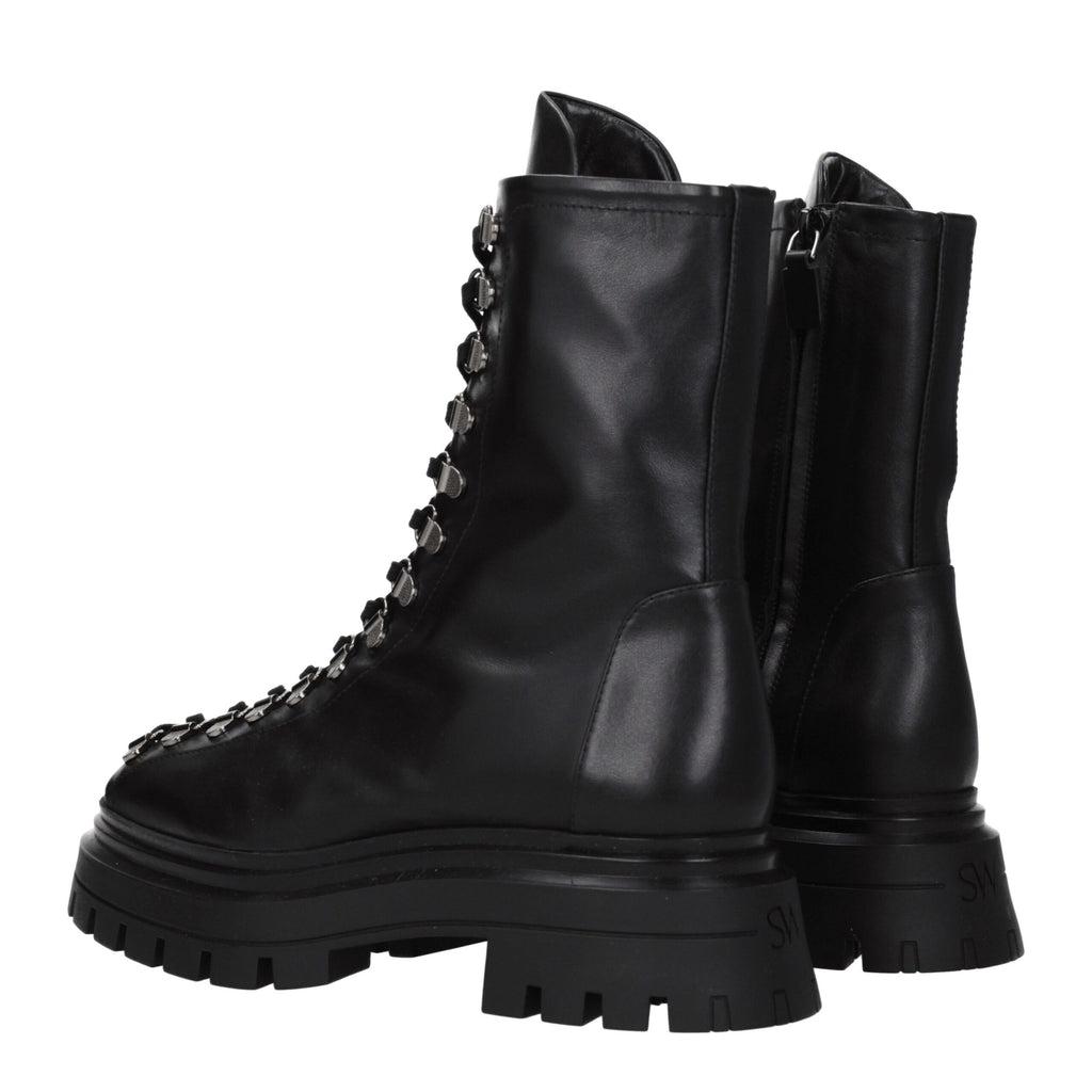 Stuart Weitzman Black Leather Ankle