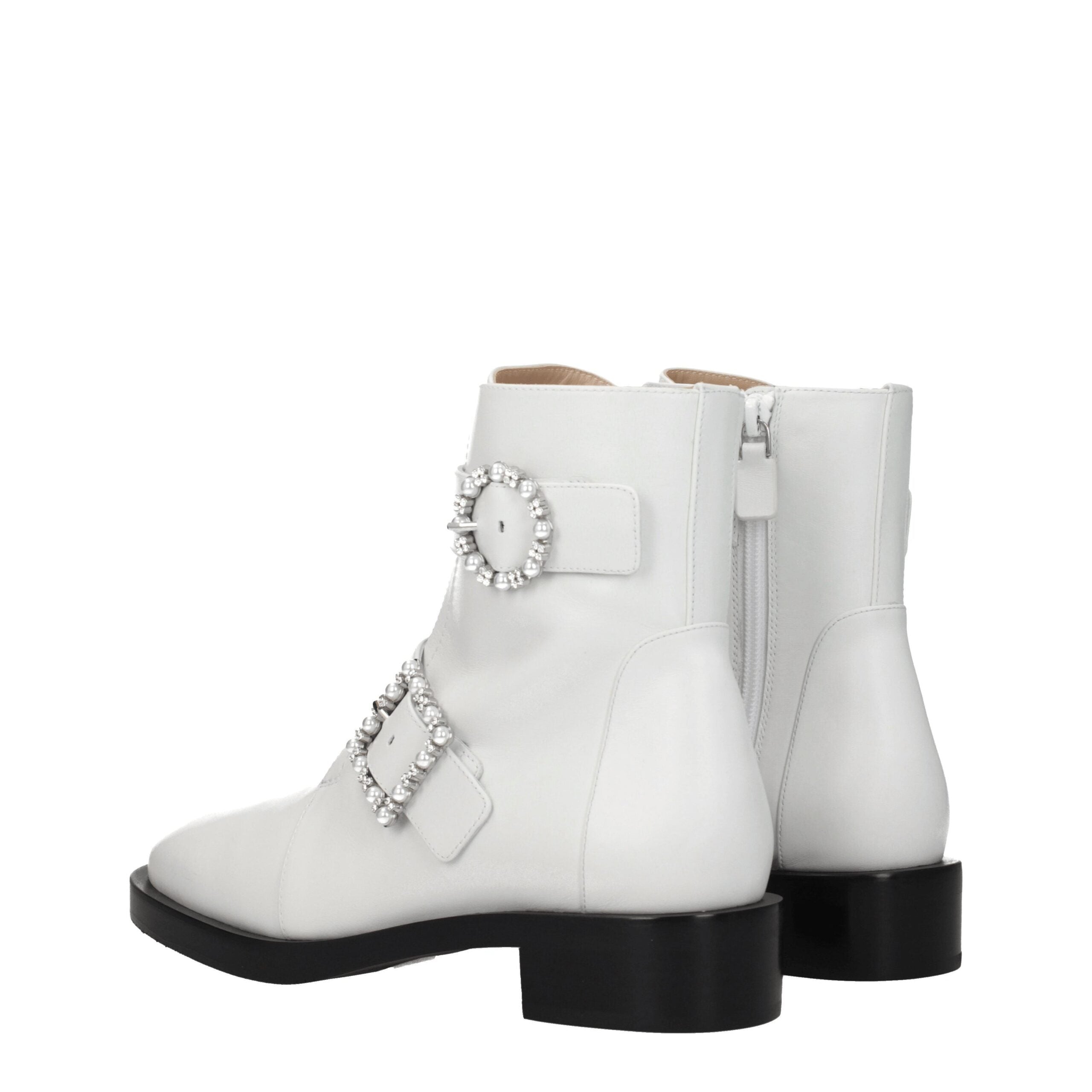 Stuart Weitzman White Leather Ankle