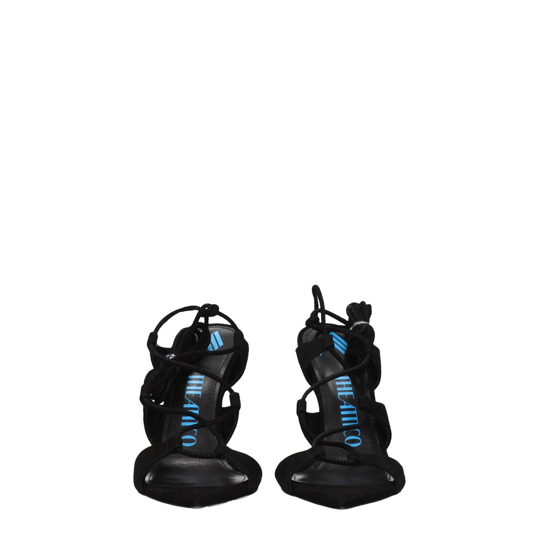 The Attico Black Leather Stiletto Heel Sandals