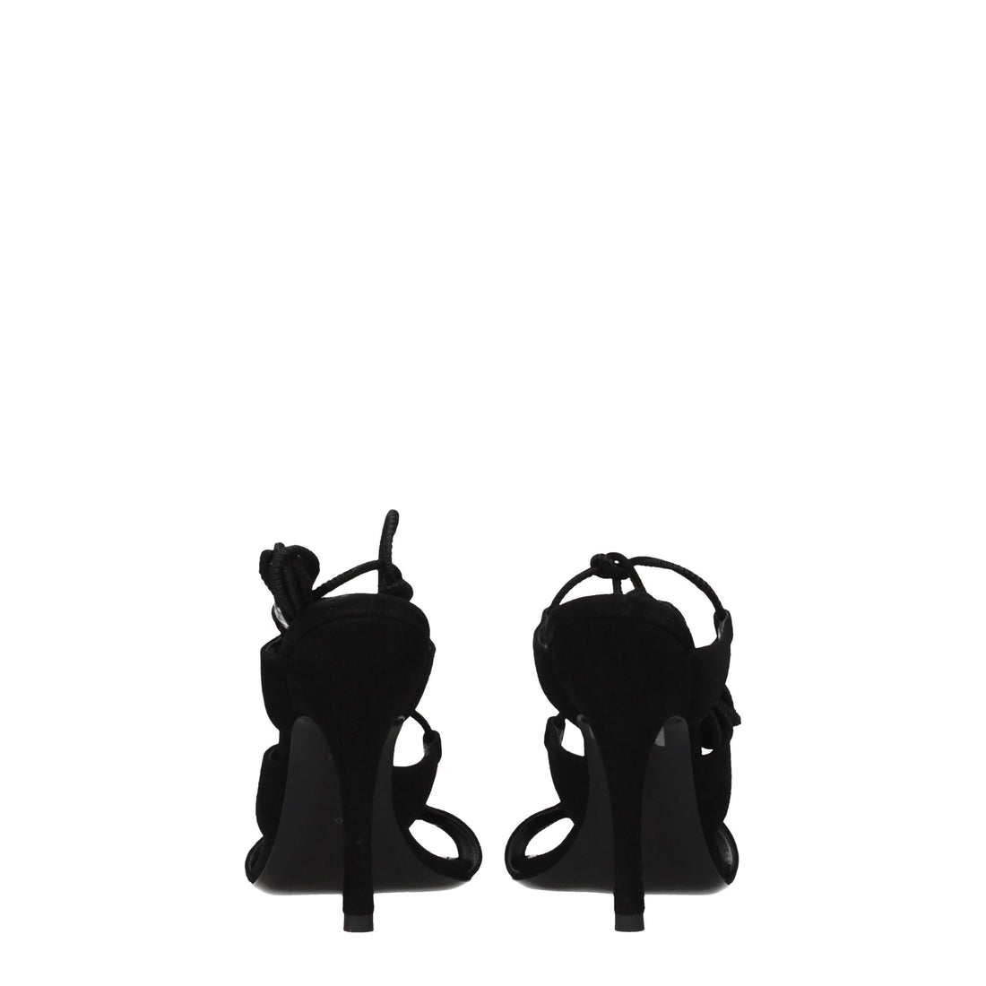 The Attico Black Leather Stiletto Heel Sandals