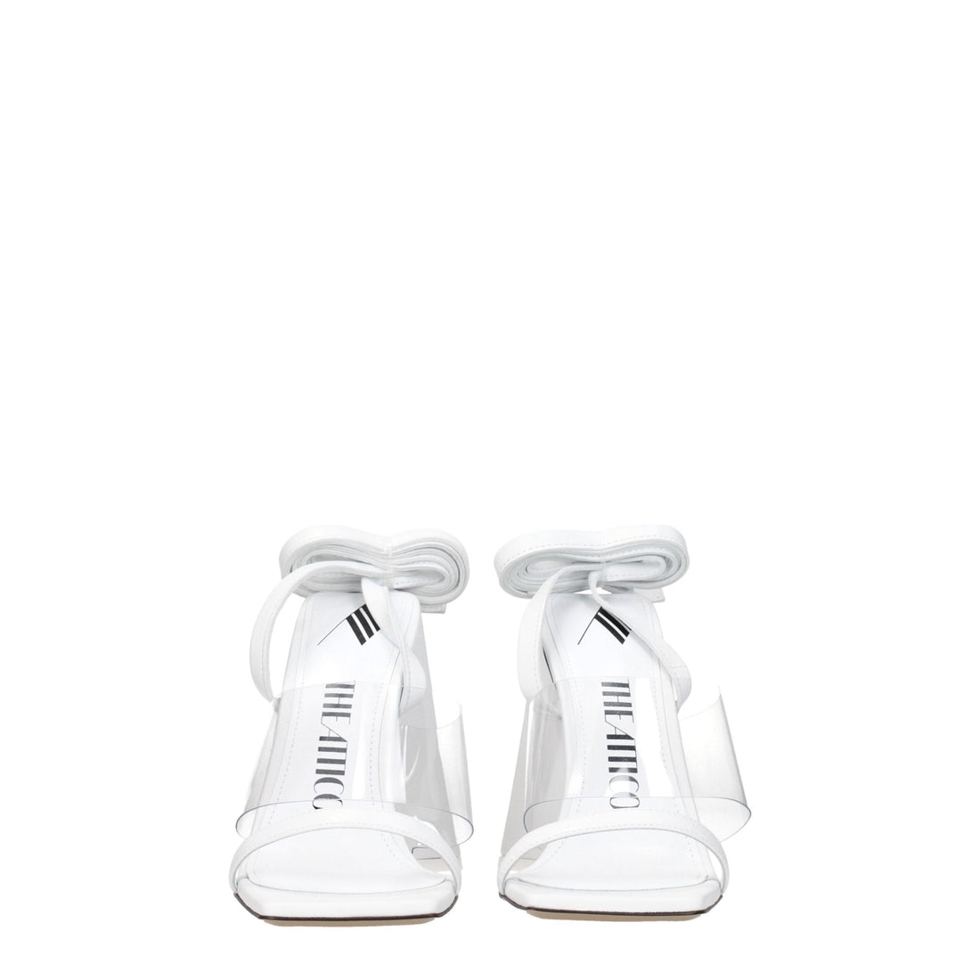 The Attico White Leather Stiletto Heel Sandals