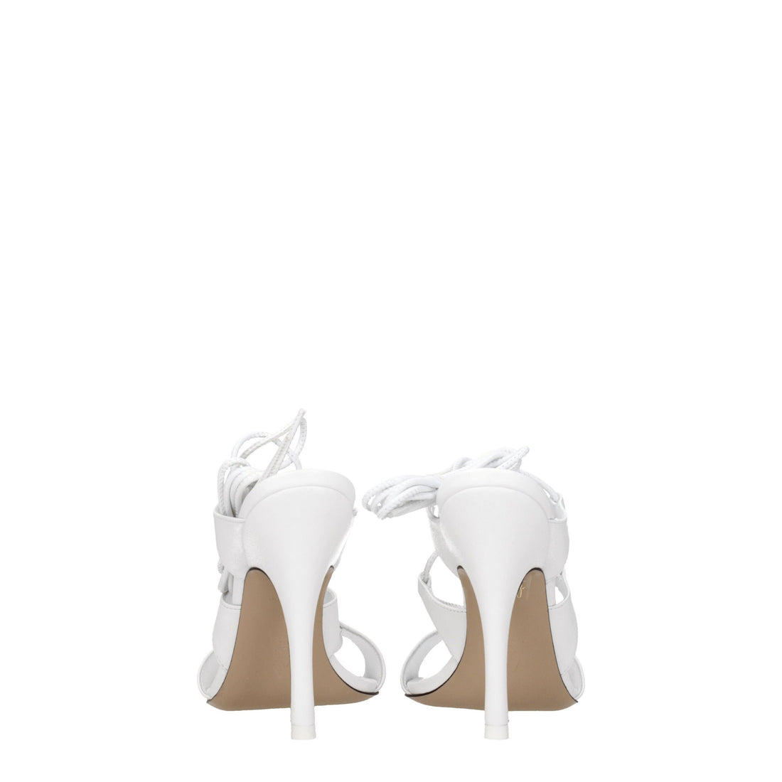 The Attico White Leather Stiletto Heel Sandals