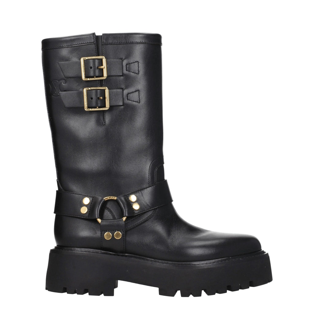 Celine Gold Leather Ankle
