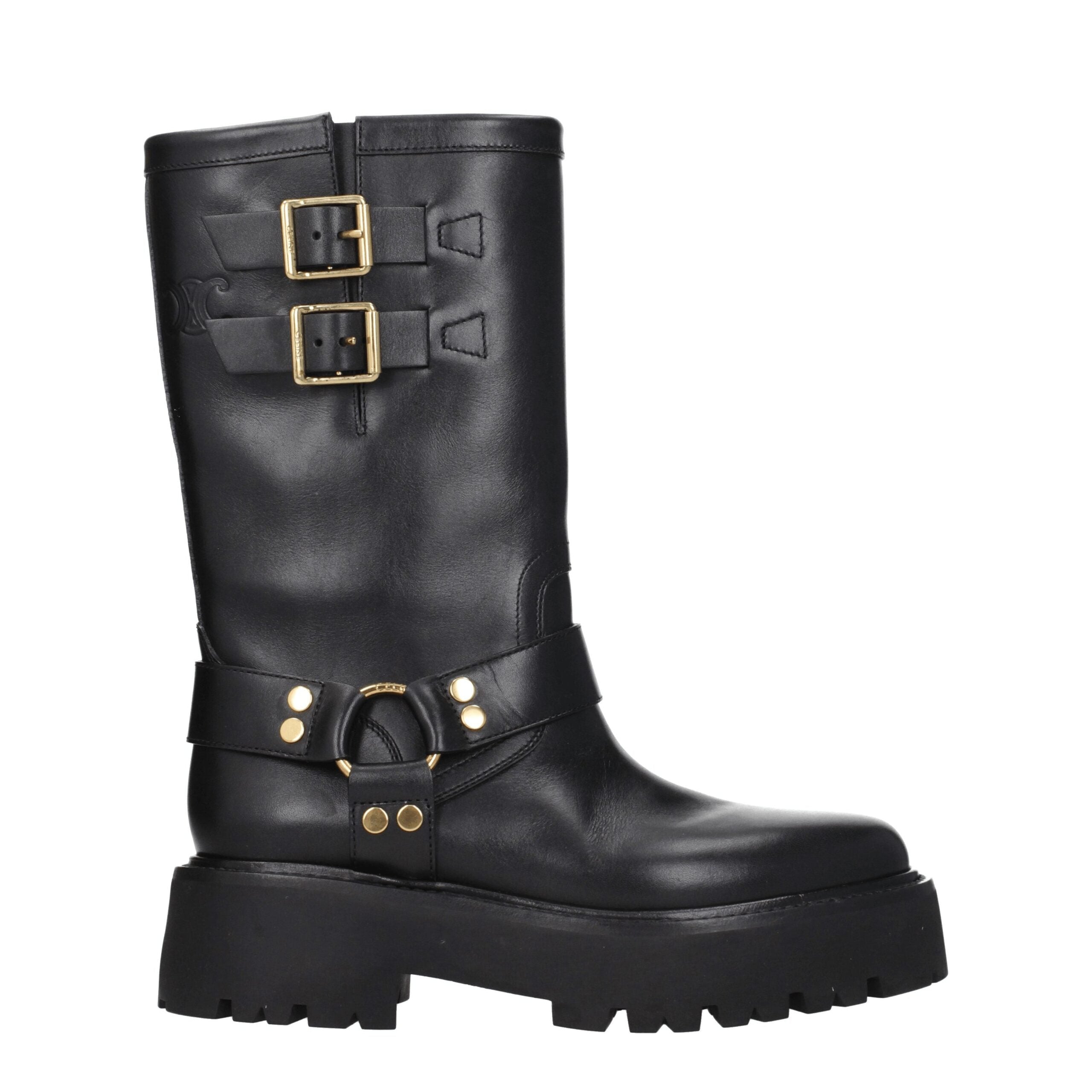 Celine Gold Leather Ankle
